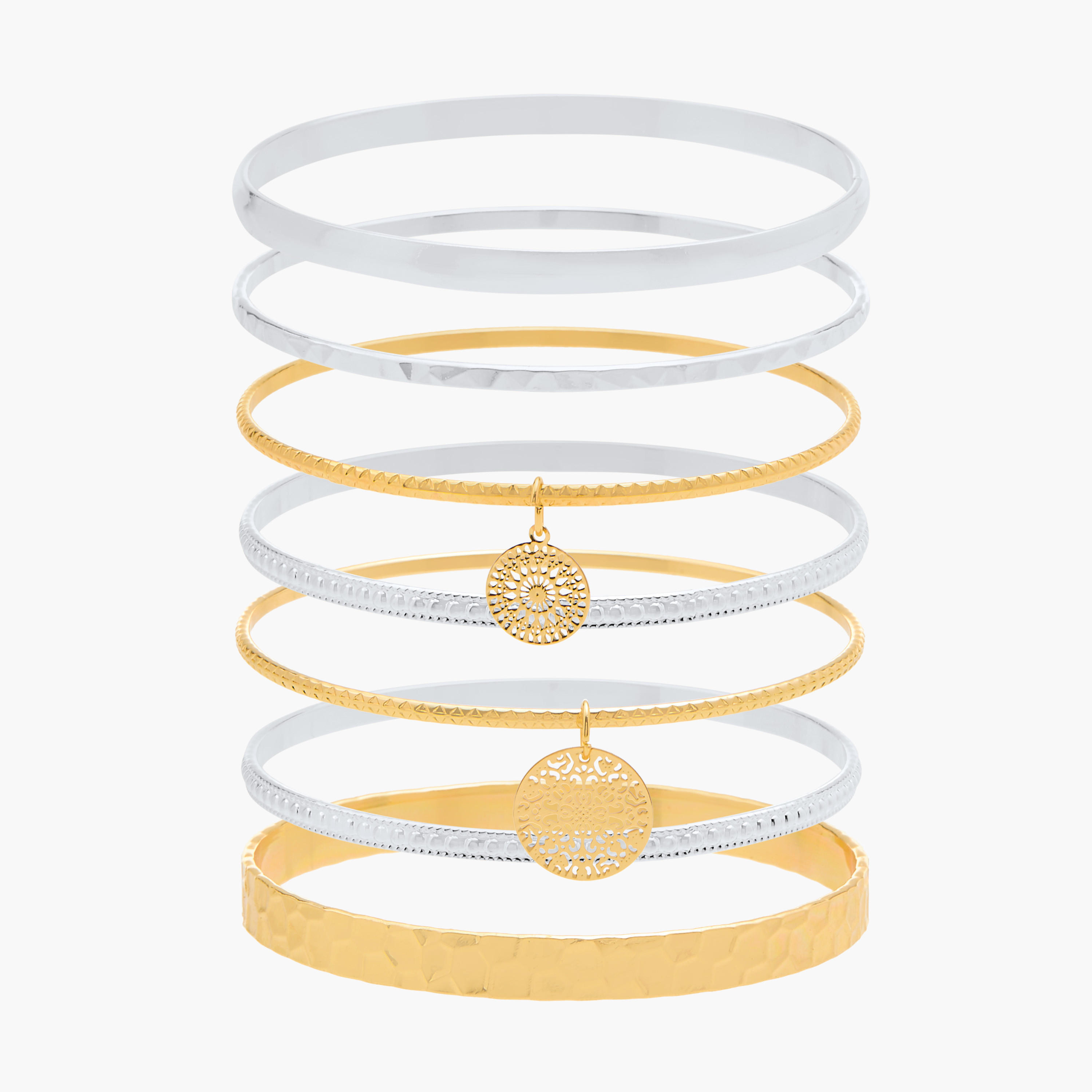 أساور ميتاليك - طقم من 7 قطع-women-watchesandjewellery-jewellery-banglesandbracelets-image-1