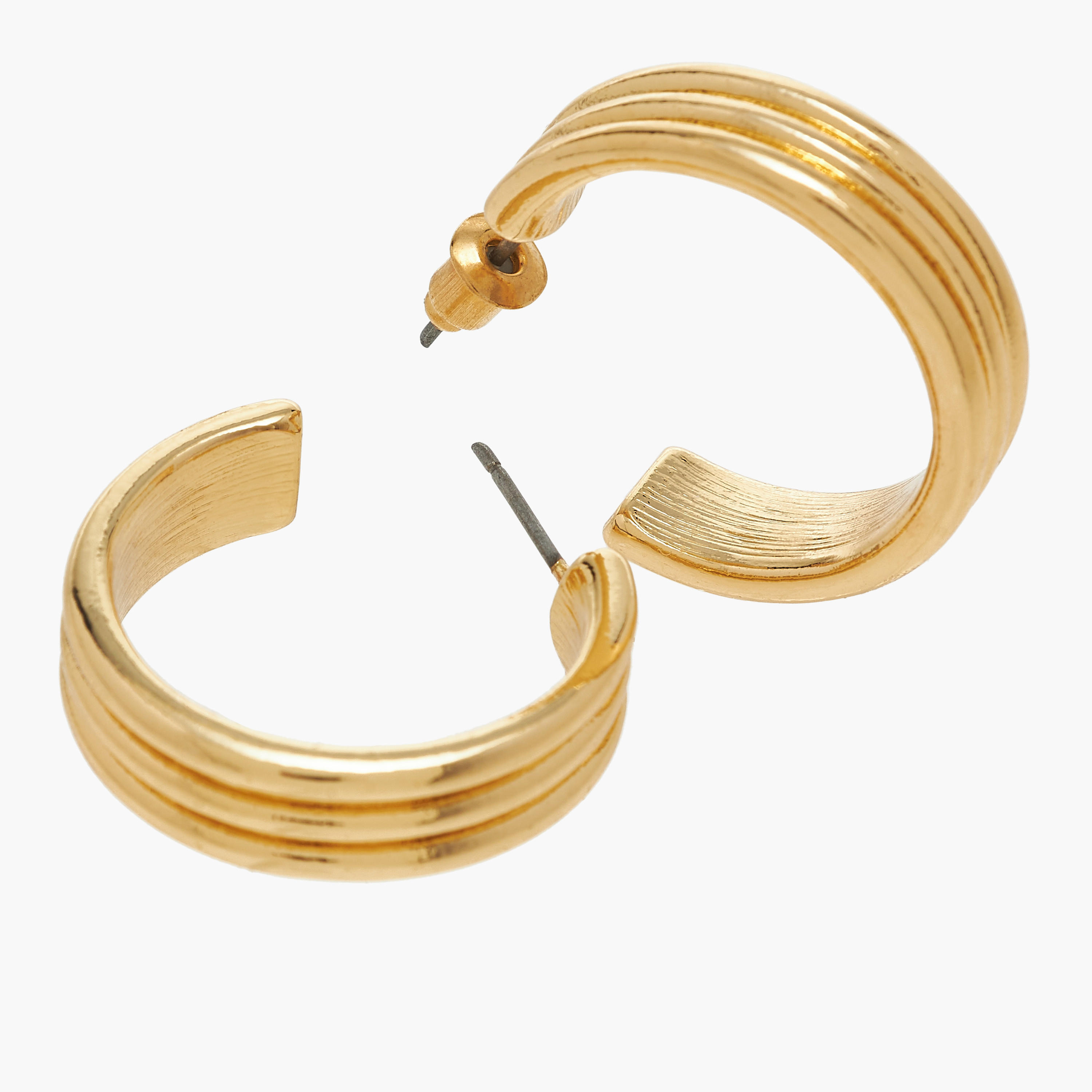 Textured Metallic Hoop Earrings with Pushback Closure - Set of 3-women-watchesandjewellery-jewellery-earrings-image-5
