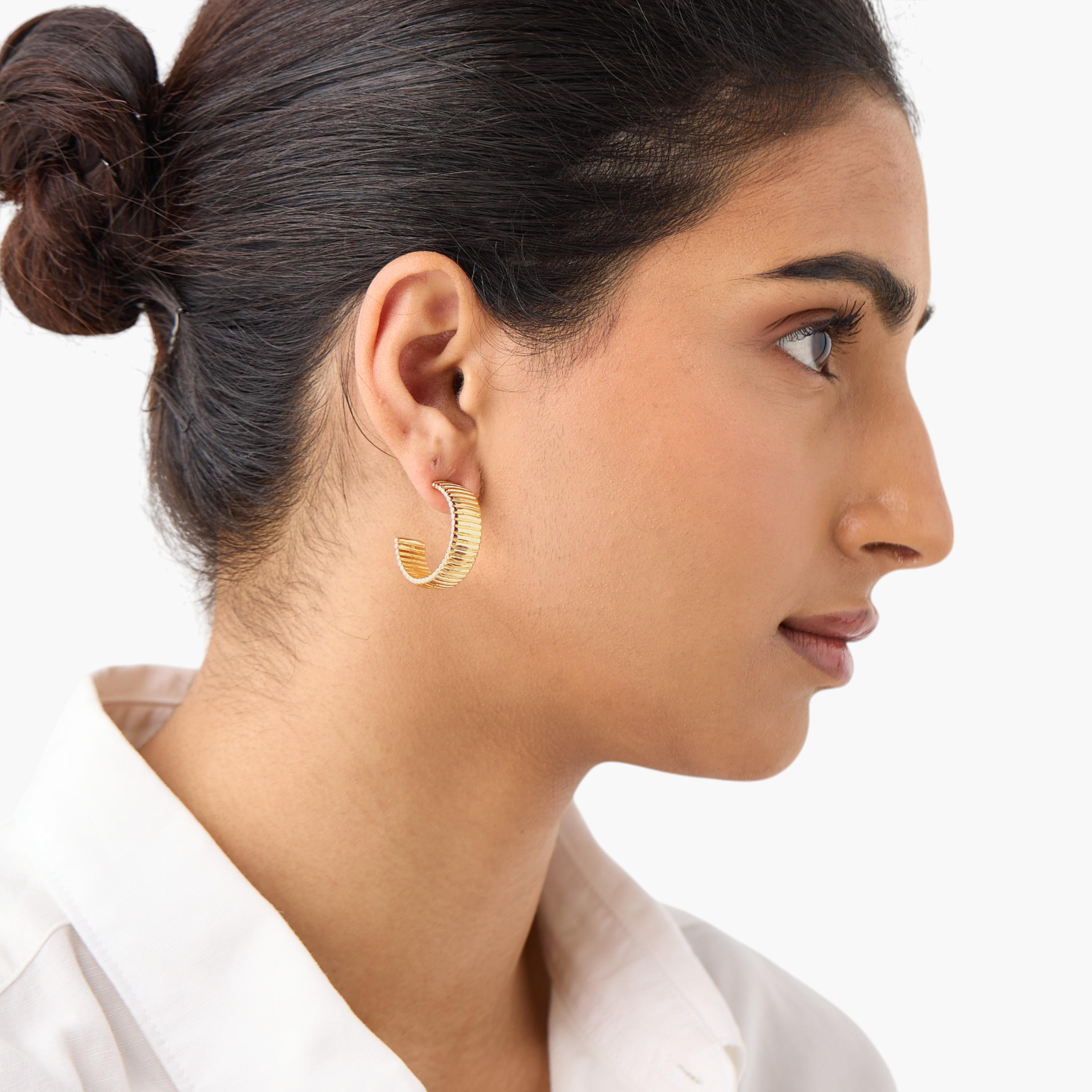 Metallic Textured Hoop Earrings with Pushback Closure - Set of 3-women-watchesandjewellery-jewellery-earrings-image-2
