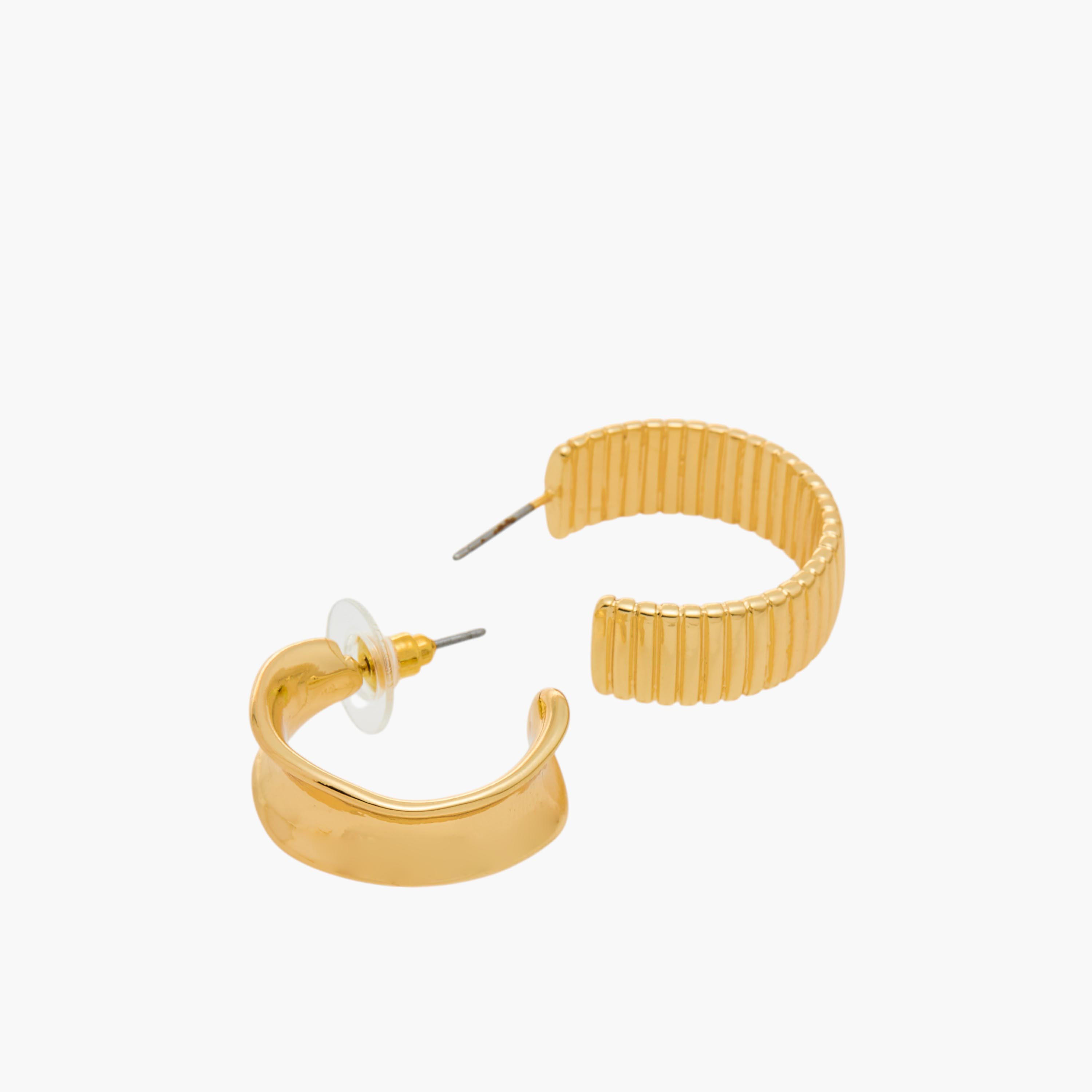 Metallic Textured Hoop Earrings with Pushback Closure - Set of 3-women-watchesandjewellery-jewellery-earrings-image-6