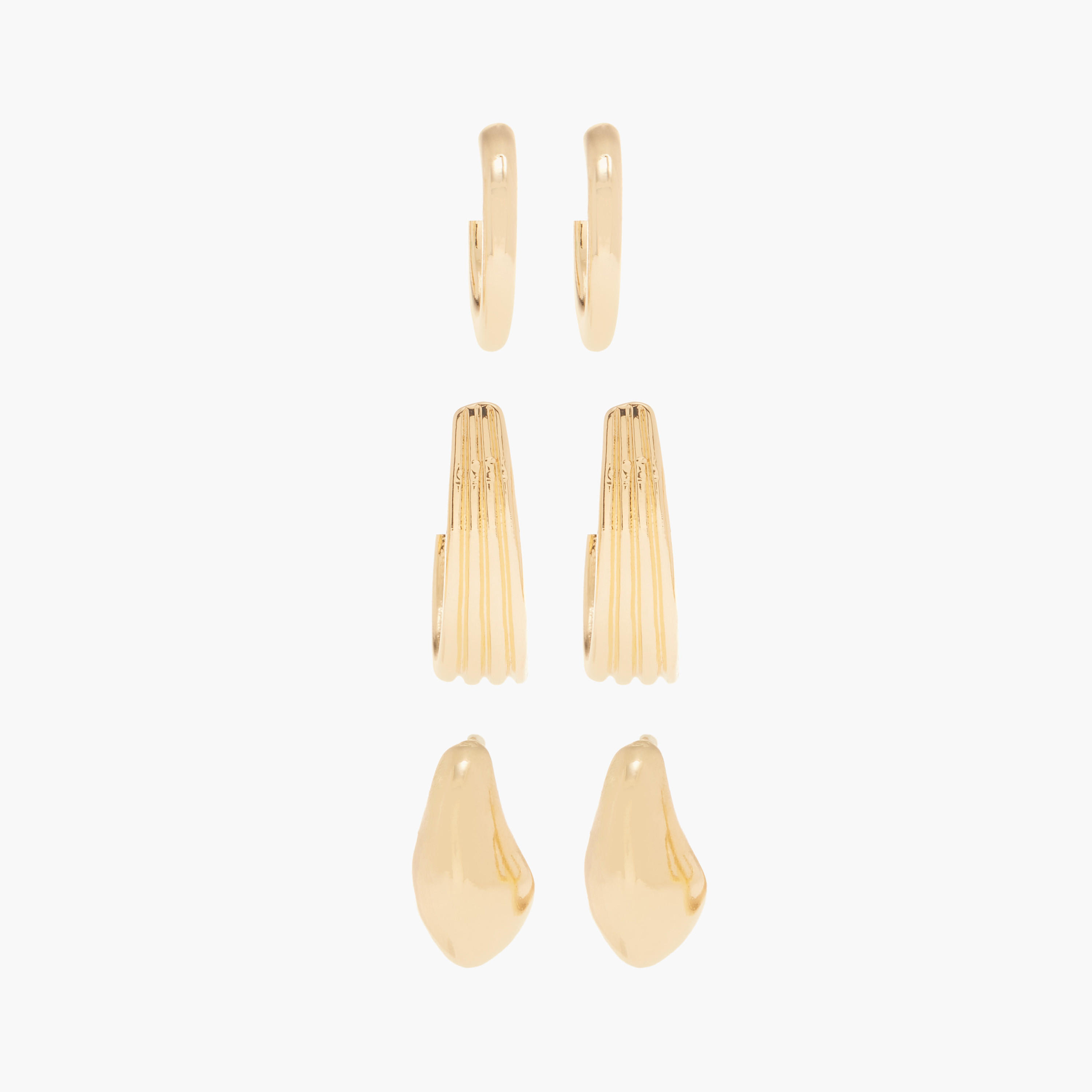 حلقان ميتاليك متنوعة بمكبس إغلاق خلفي - طقم 3 أزواج-women-watchesandjewellery-jewellery-earrings-image-1
