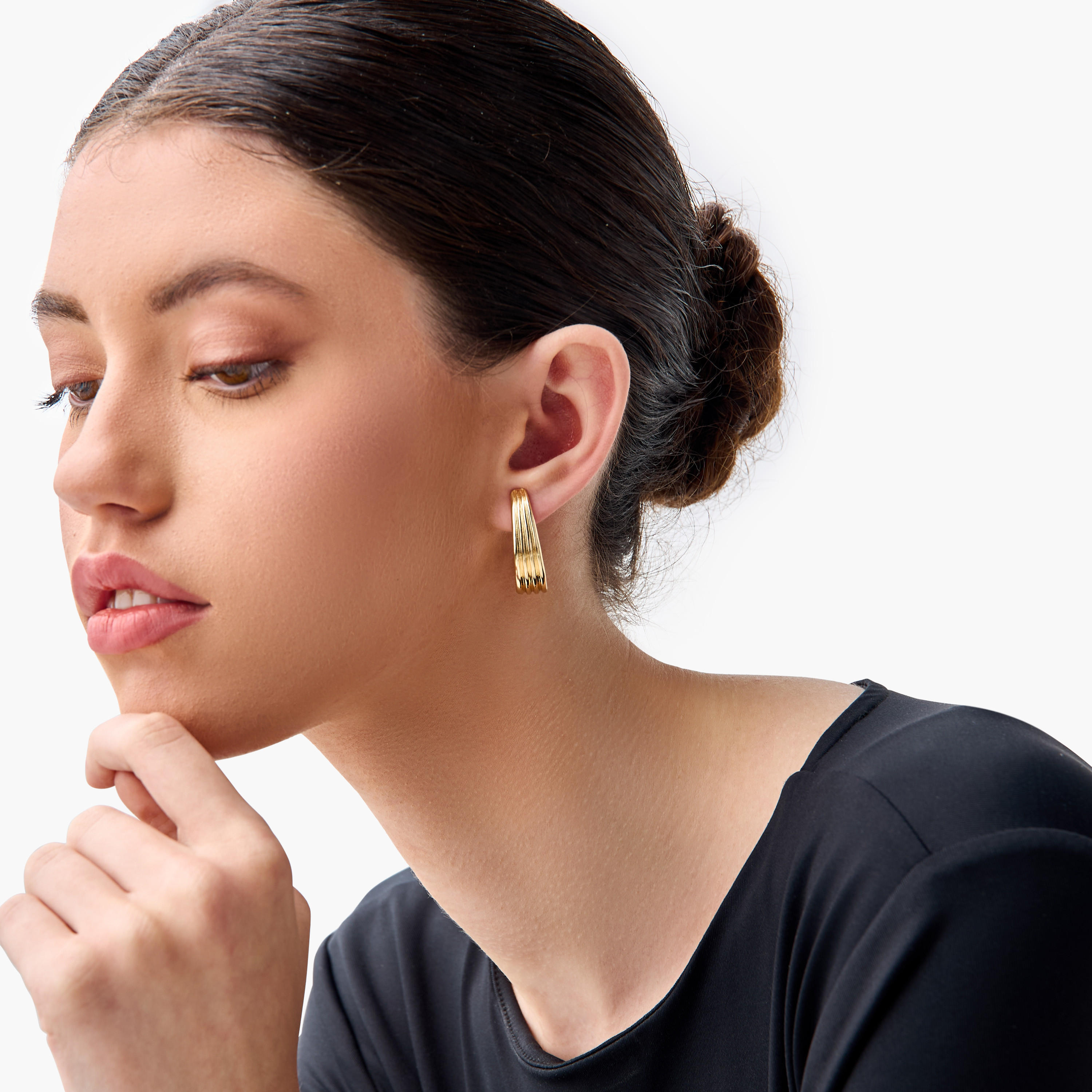 حلقان ميتاليك متنوعة بمكبس إغلاق خلفي - طقم 3 أزواج-women-watchesandjewellery-jewellery-earrings-image-2
