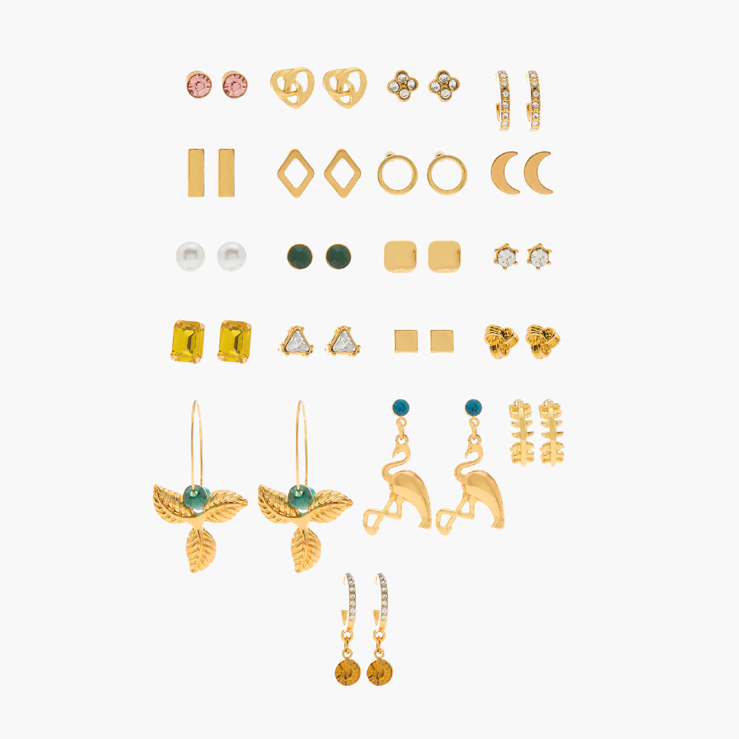 Embellished Earrings with Pushback Closure - Set of 20-women-watchesandjewellery-jewellery-earrings-image-1