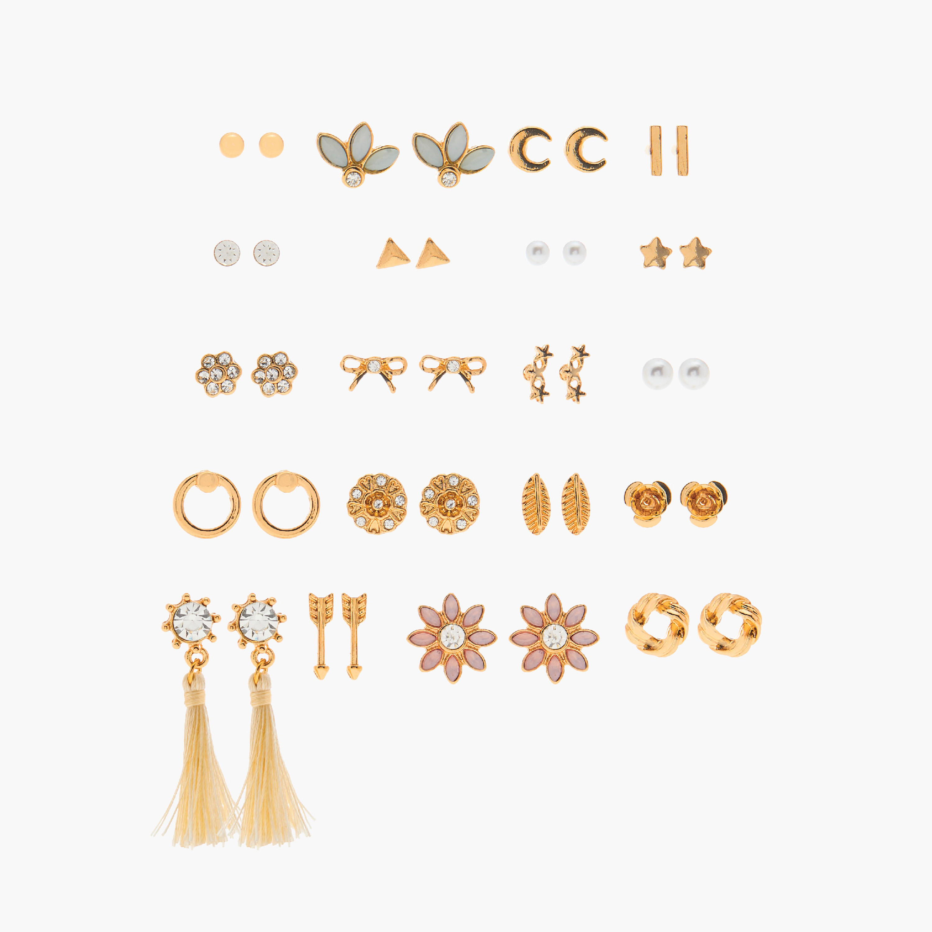 حلق ميتاليك بمكبس إغلاق خلفي - طقم 20 زوج متنوع-women-watchesandjewellery-jewellery-earrings-image-1
