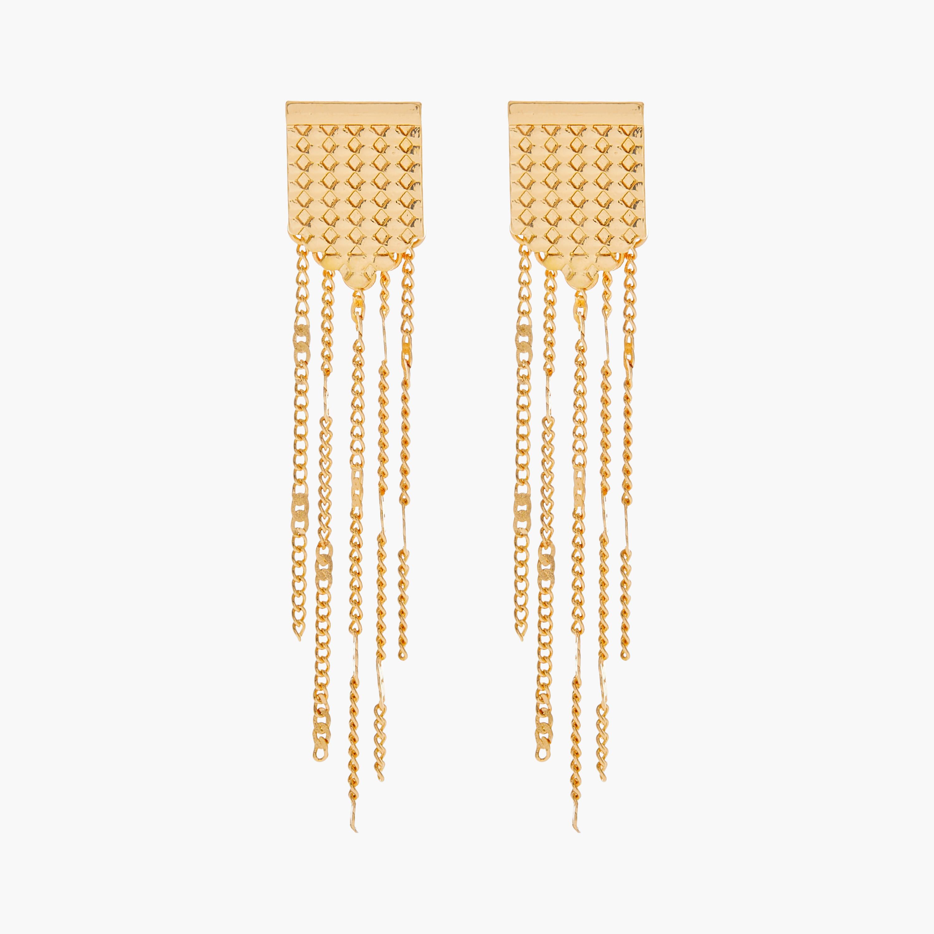 حلق ميتاليك متدلي بمكبس إغلاق خلفي-women-watchesandjewellery-jewellery-earrings-image-1