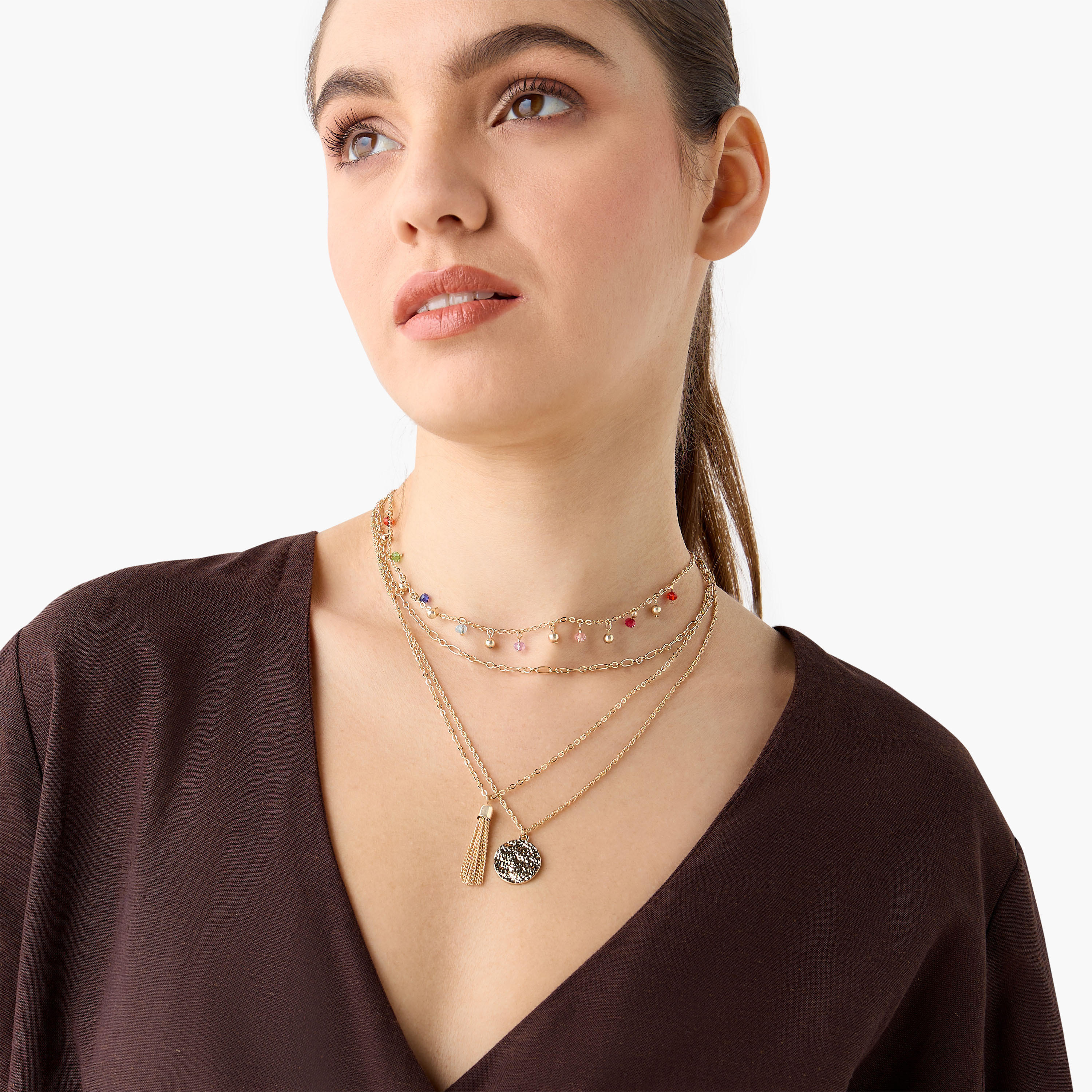 Embellished Necklace with Lobster Clasp Closure - Set of 4-women-watchesandjewellery-jewellery-necklacesandpendants-image-2