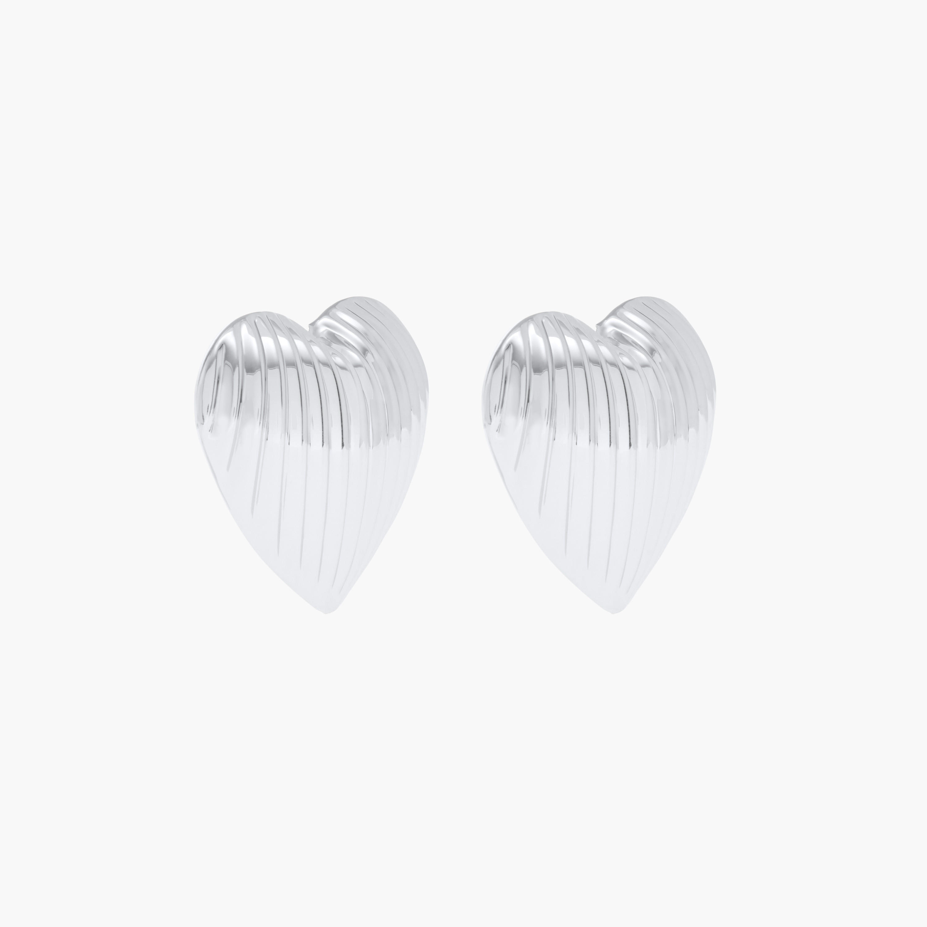 Metallic Heart Stud Earrings with Pushback Closure-women-watchesandjewellery-jewellery-earrings-image-3