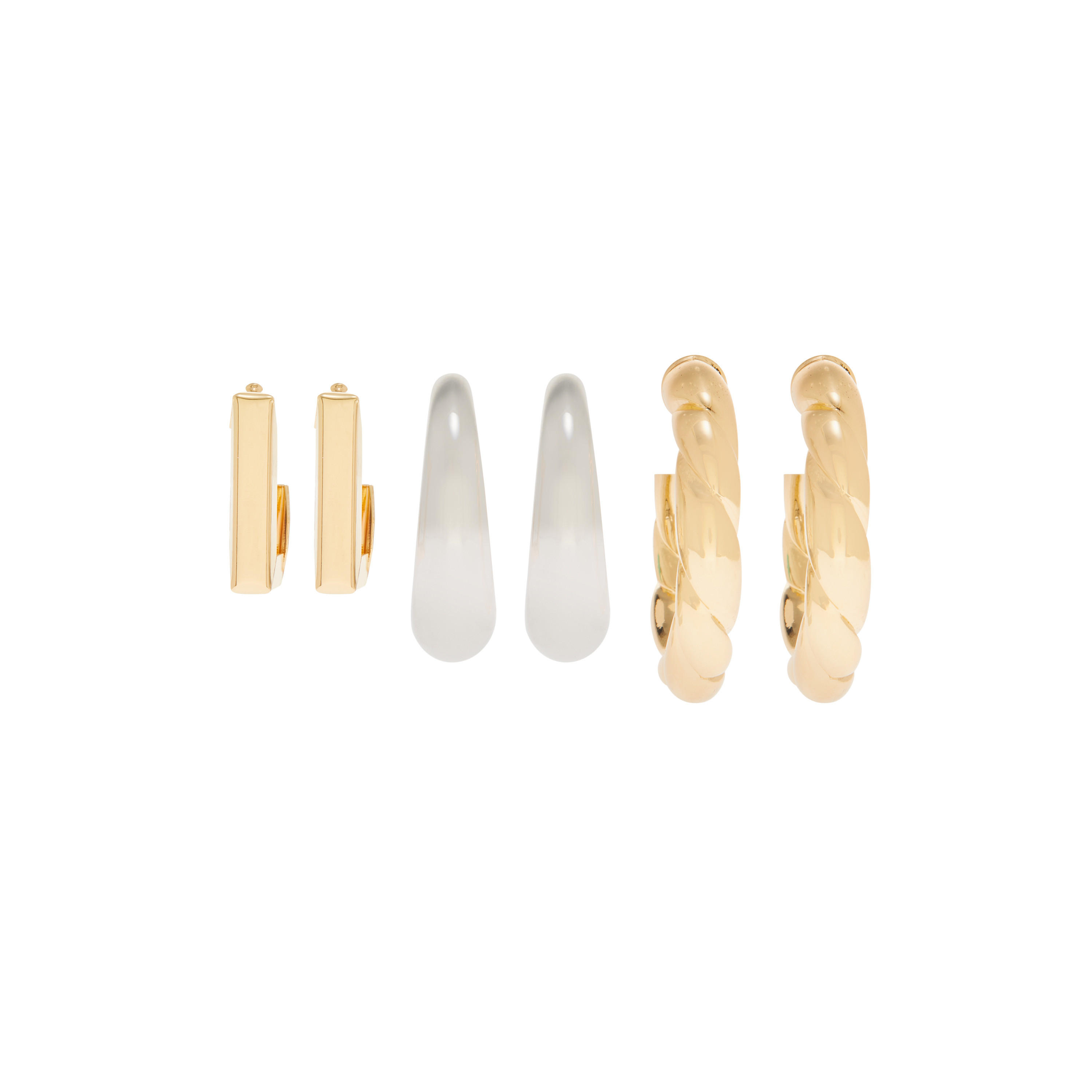 Metallic Hoop Earrings with Pushback Closure - Set of 3-women-watchesandjewellery-jewellery-earrings-image-1