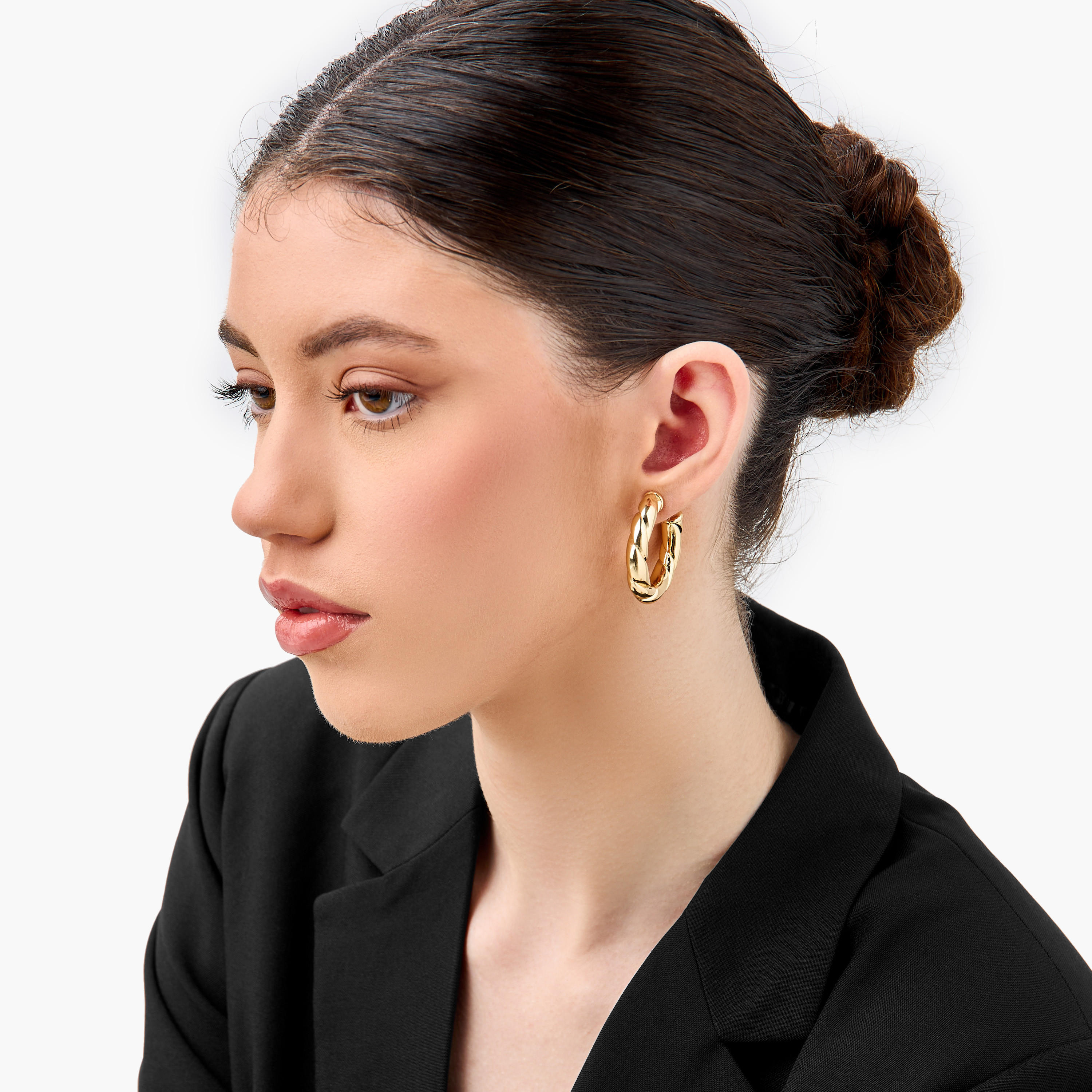 Metallic Hoop Earrings with Pushback Closure - Set of 3-women-watchesandjewellery-jewellery-earrings-image-2