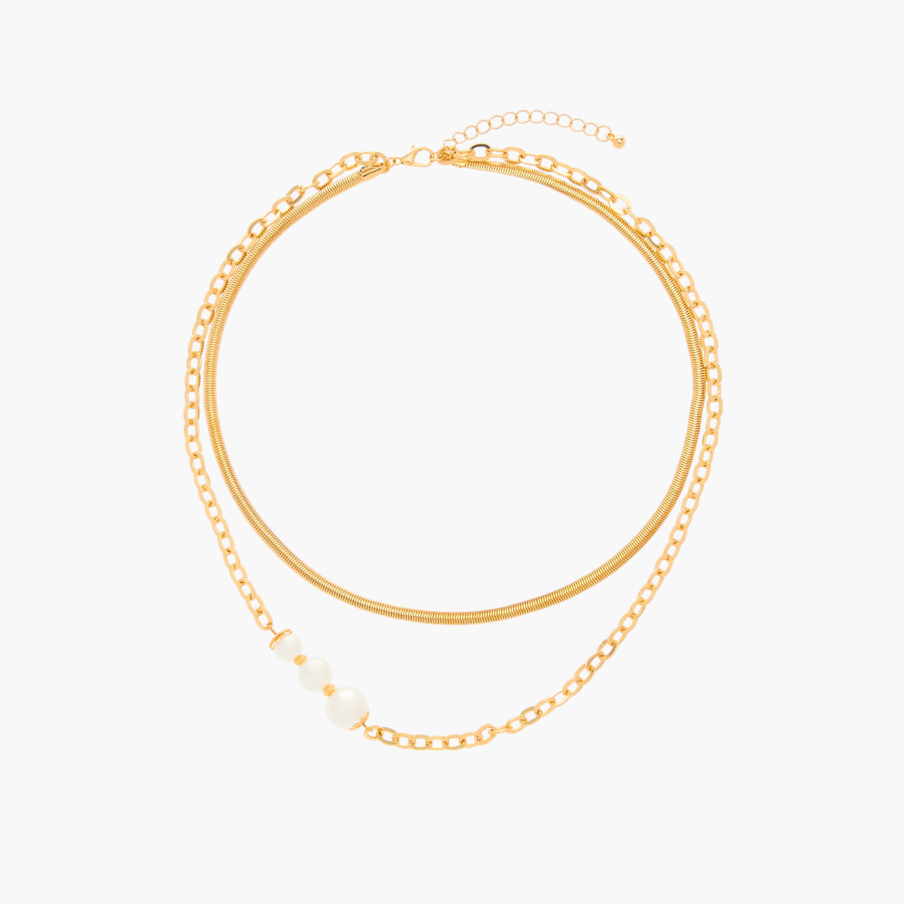 Pearl Embellished 2-Layer Necklace with Lobster Clasp Closure-women-watchesandjewellery-jewellery-necklacesandpendants-image-1