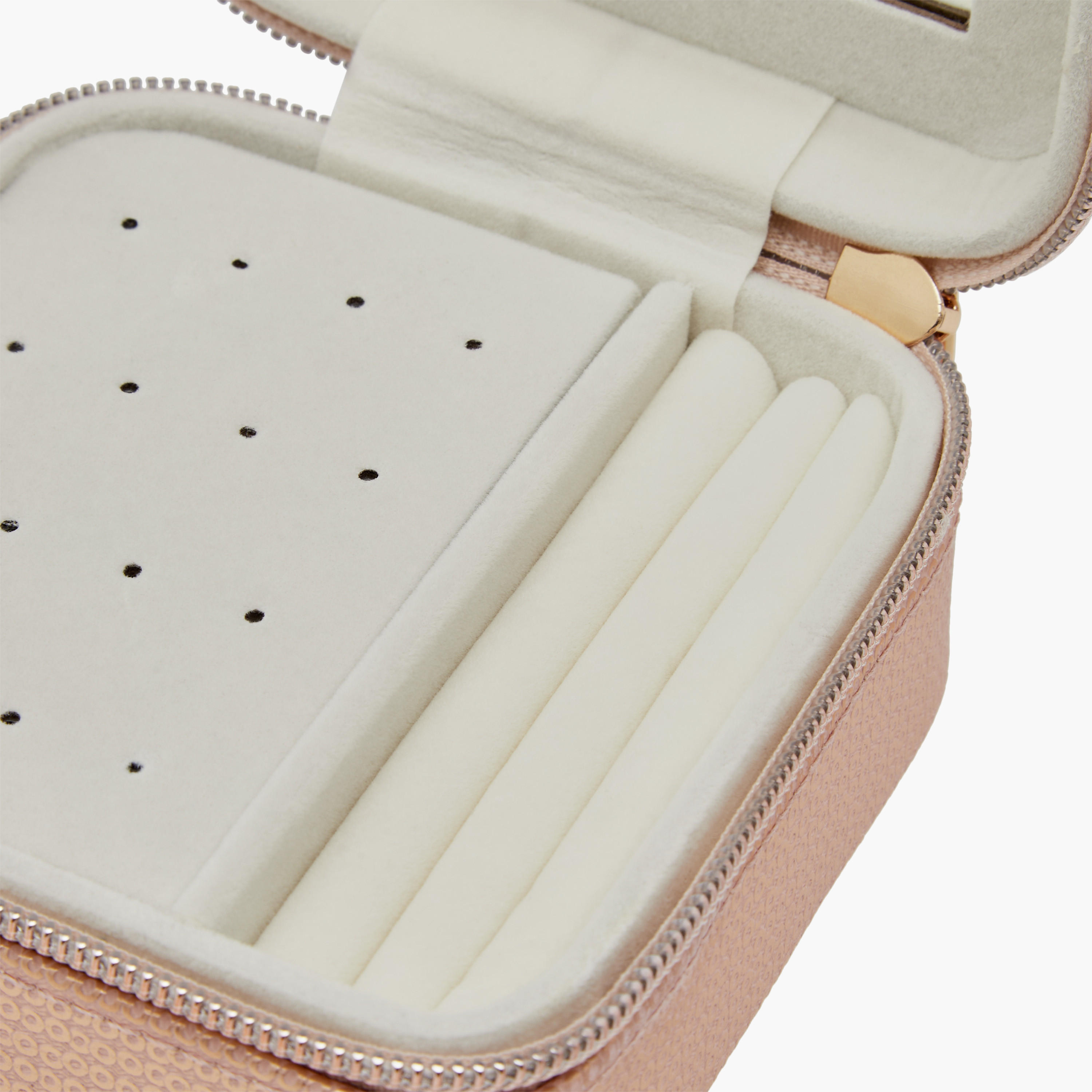 Textured Jewellery Box with Mirror and Zip Closure - 11x6x11 cms-women-watchesandjewellery-jewellery-storage-image-5
