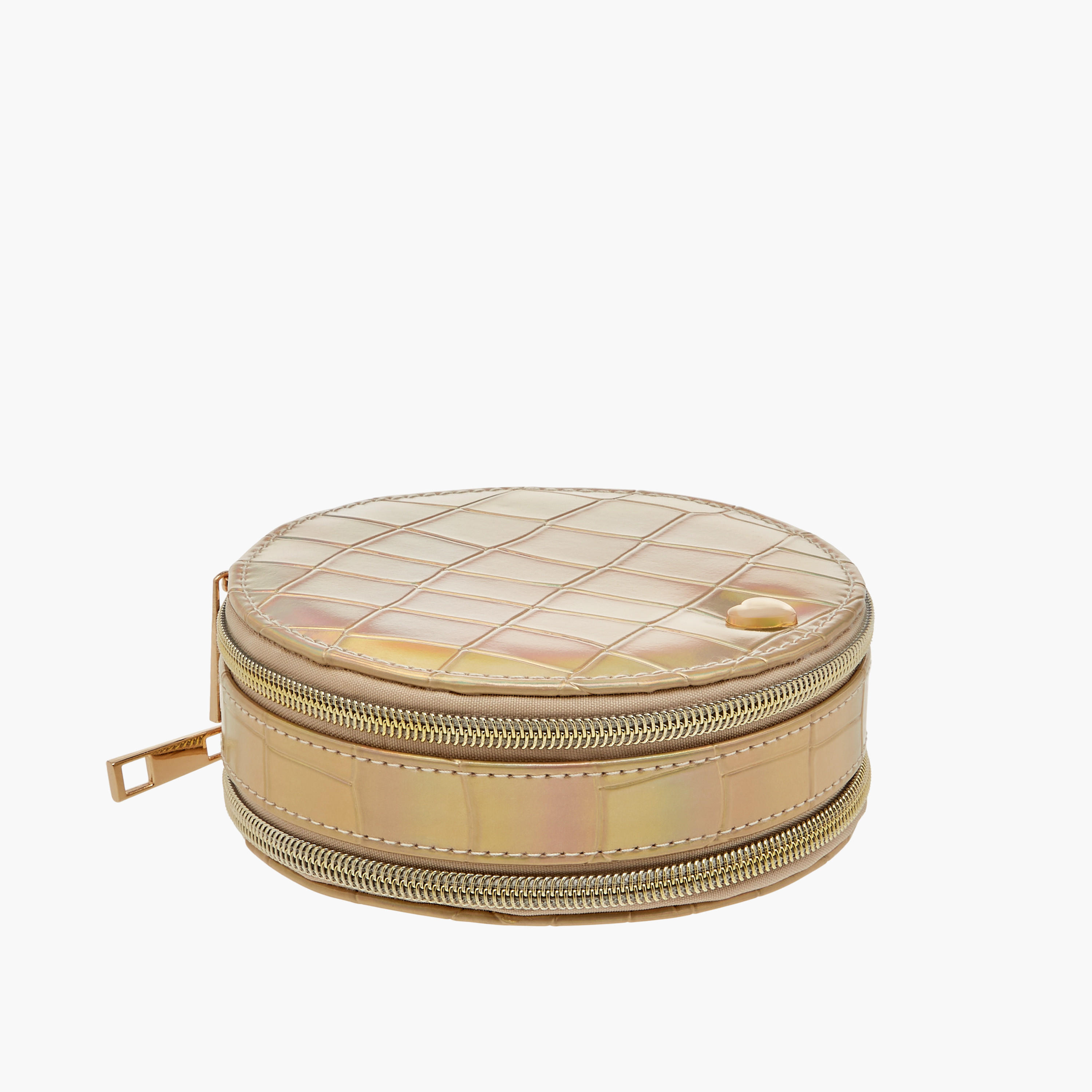 Textured Jewellery Organiser with Zip Closure - 11x6x11 cms-women-watchesandjewellery-jewellery-storage-image-1