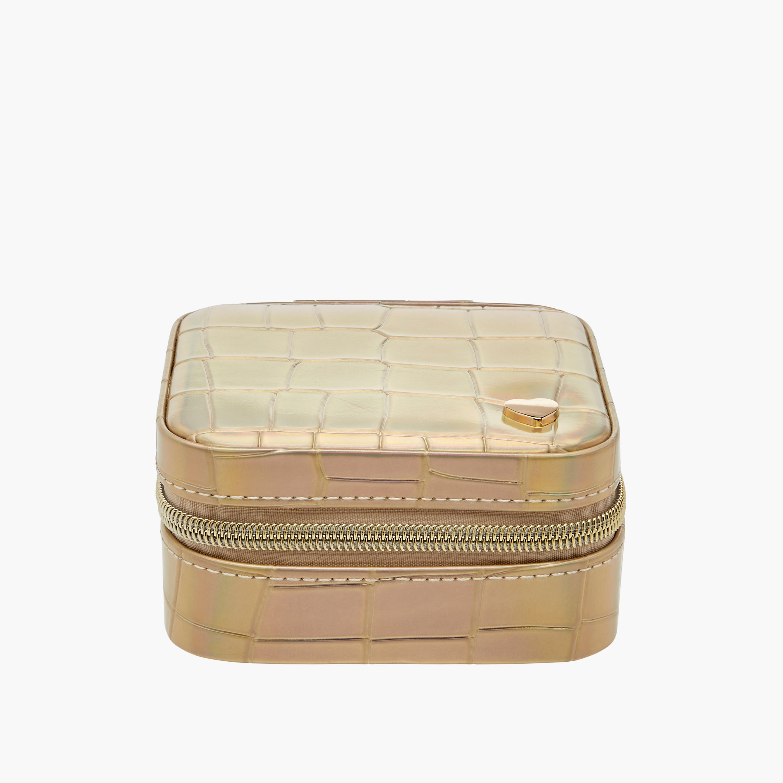 Textured Jewellery Organiser Box with Handle and Mirror - 11x6x11 cms-women-watchesandjewellery-jewellery-storage-image-1