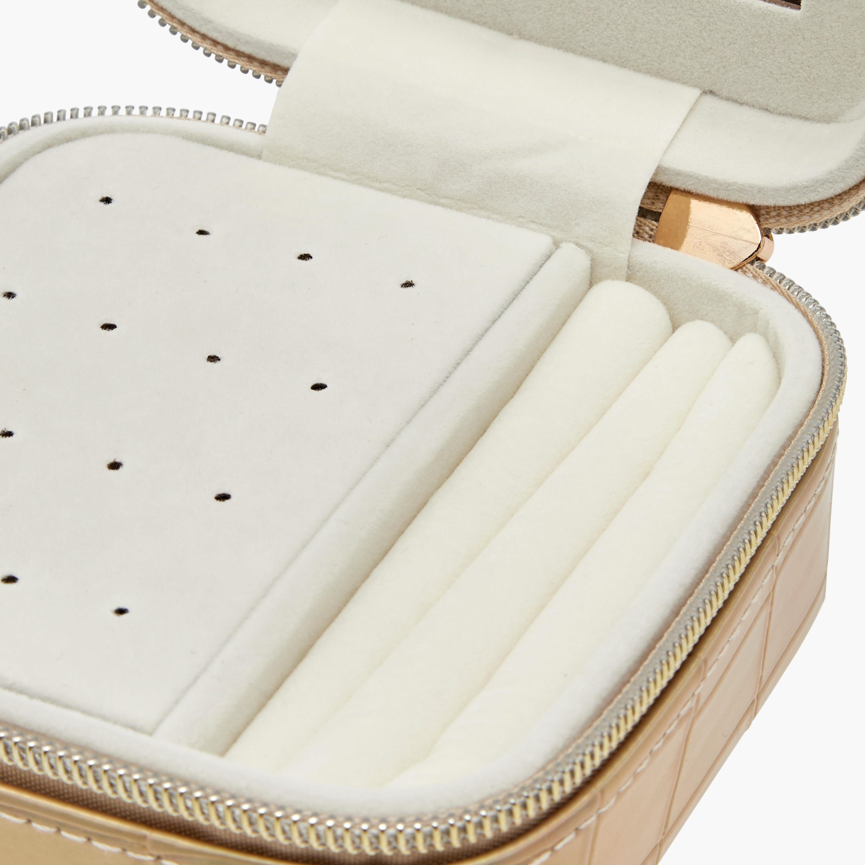 Textured Jewellery Organiser Box with Handle and Mirror - 11x6x11 cms-women-watchesandjewellery-jewellery-storage-image-5