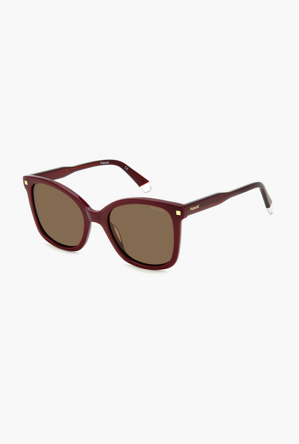 Polaroid Women's Polarized 53 MM Bronze Rectangle Sunglasses-men-sunglasses-image-1