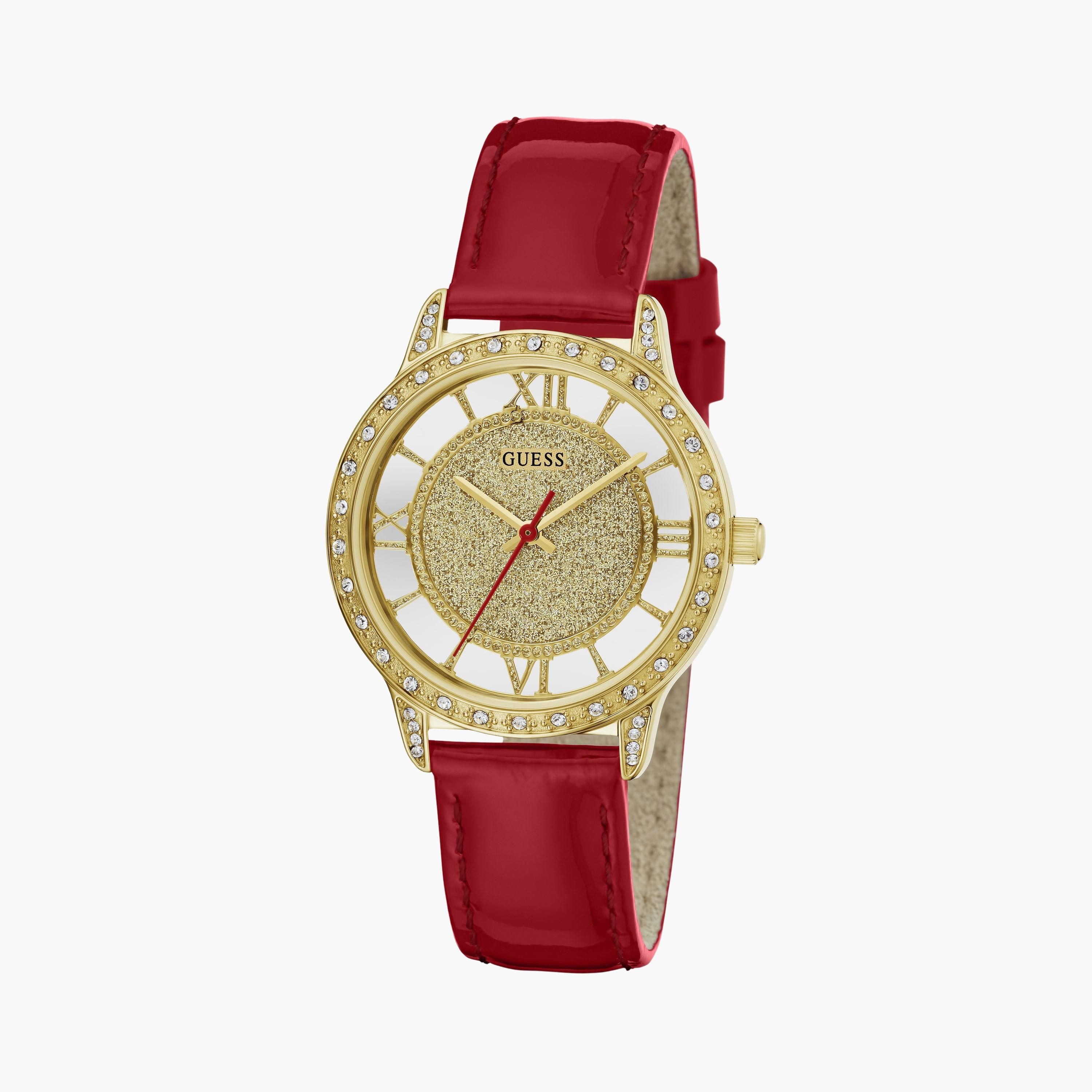 Guess Women's 34 MM Red Analog Leather Strap Watch | GW0436L1-women-watchesandjewellery-watches-image-5