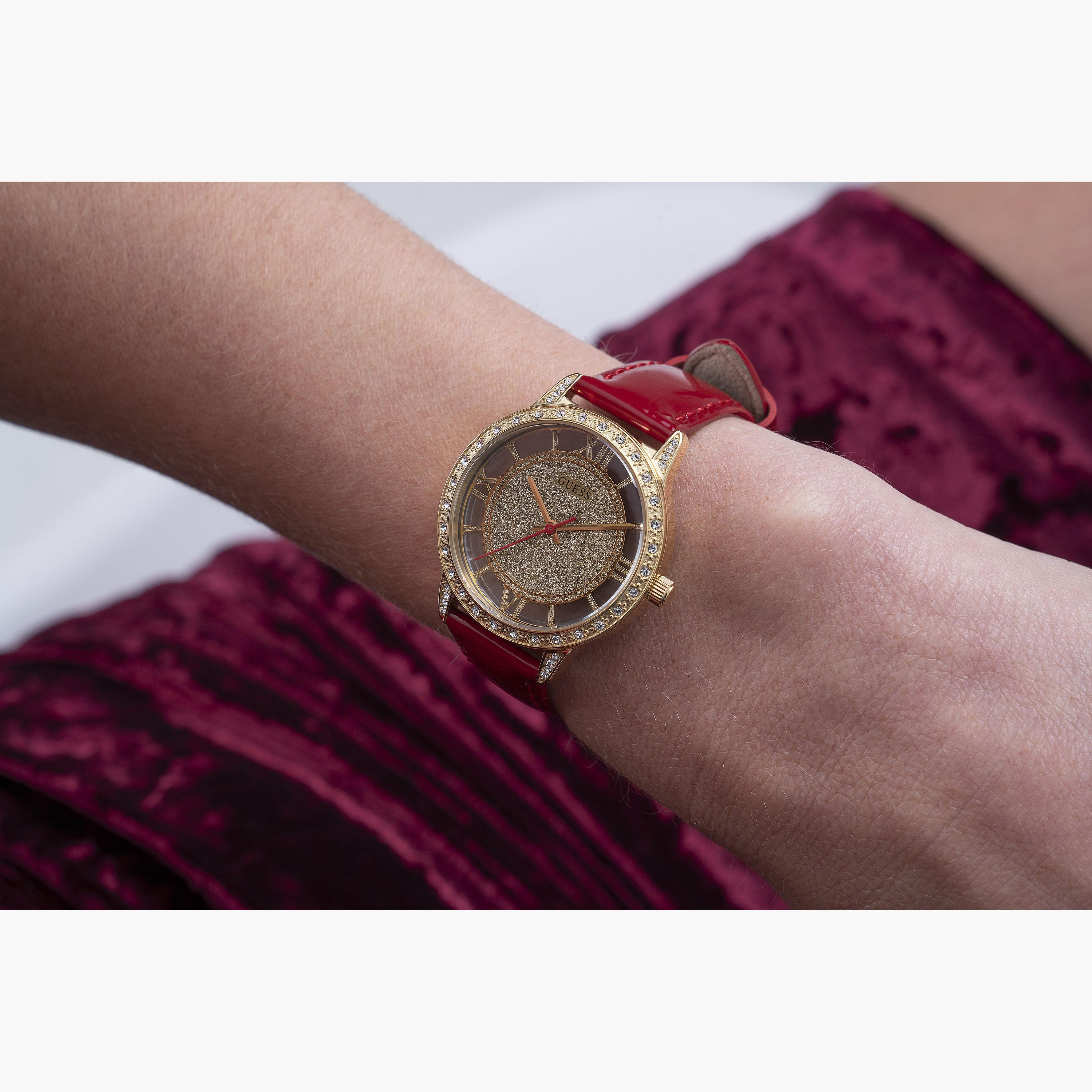 Guess Women's 34 MM Red Analog Leather Strap Watch | GW0436L1-women-watchesandjewellery-watches-image-7