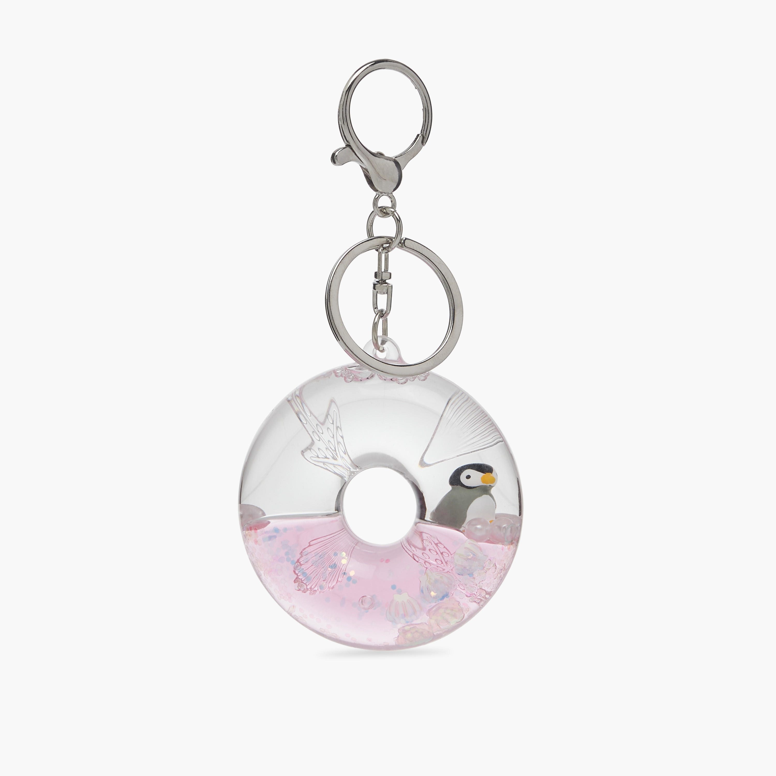 Penguin Liquid Charm Keyring with Hook-girls-accessories-keyringsandbagcharms-image-1