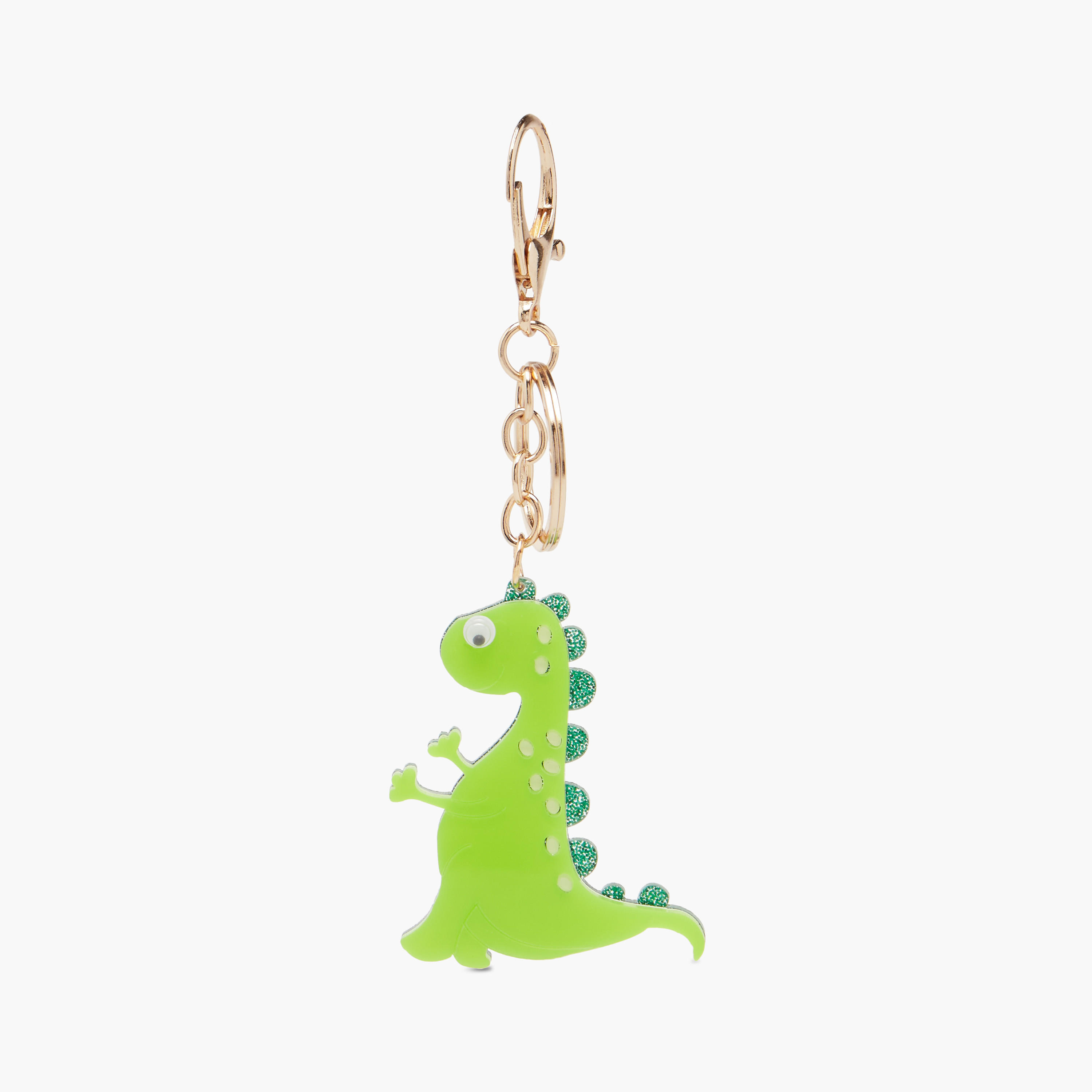 Glitter Detail Dinosaur Keychain-girls-accessories-keyringsandbagcharms-image-1