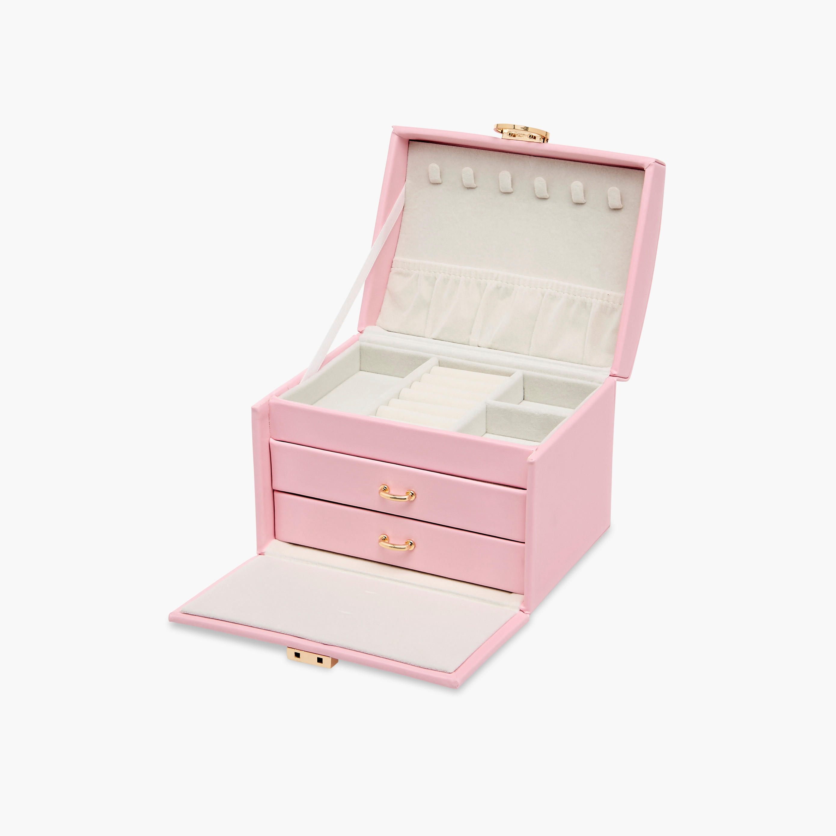 Solid Layered Jewellery Box with Handle - 18x14x13 cms-women-watchesandjewellery-jewellery-storage-image-2