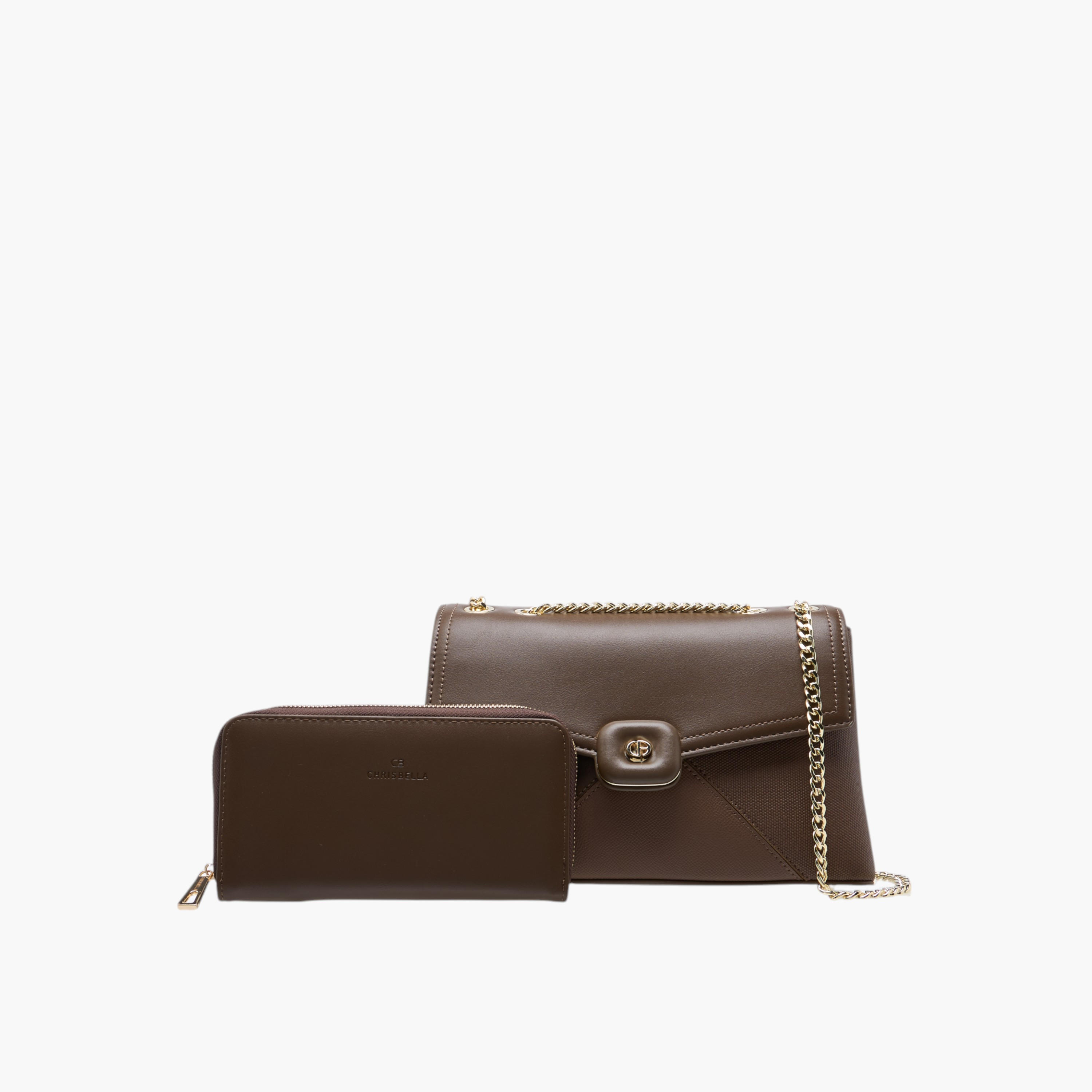 Marina Galanti Solid Crossbody Bag with Chain Strap and Zip Around Wallet-women-bagsandwallets-handbags-image-1