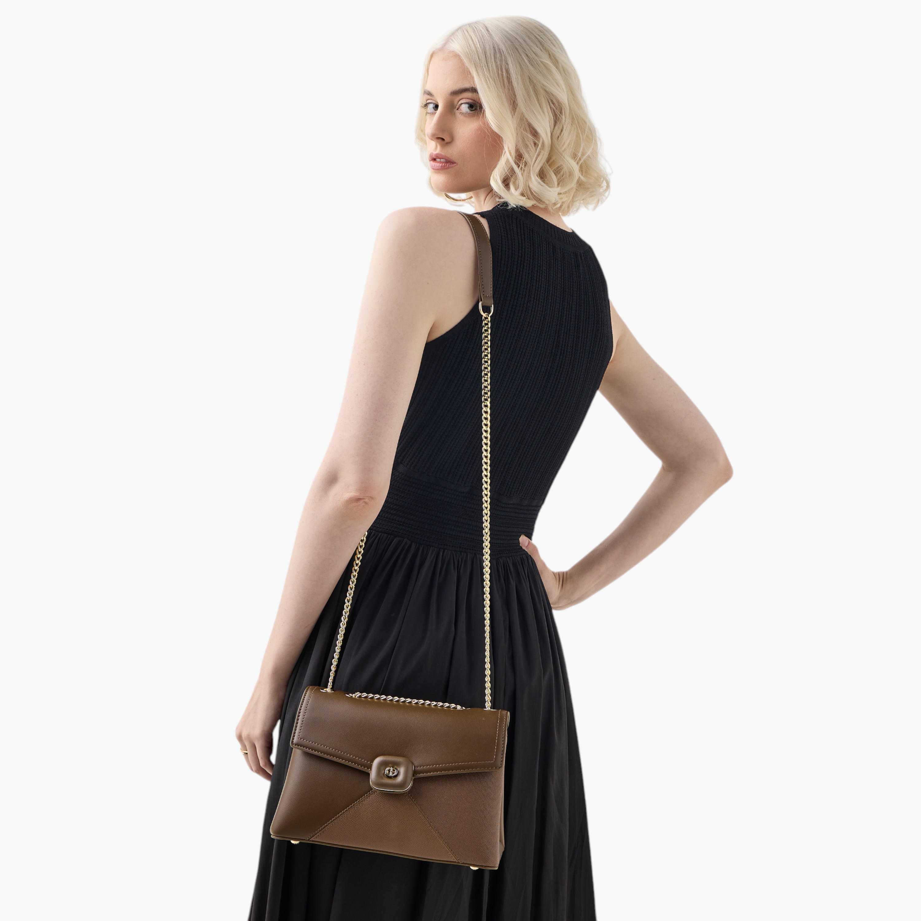 Marina Galanti Solid Crossbody Bag with Chain Strap and Zip Around Wallet-women-bagsandwallets-handbags-image-2