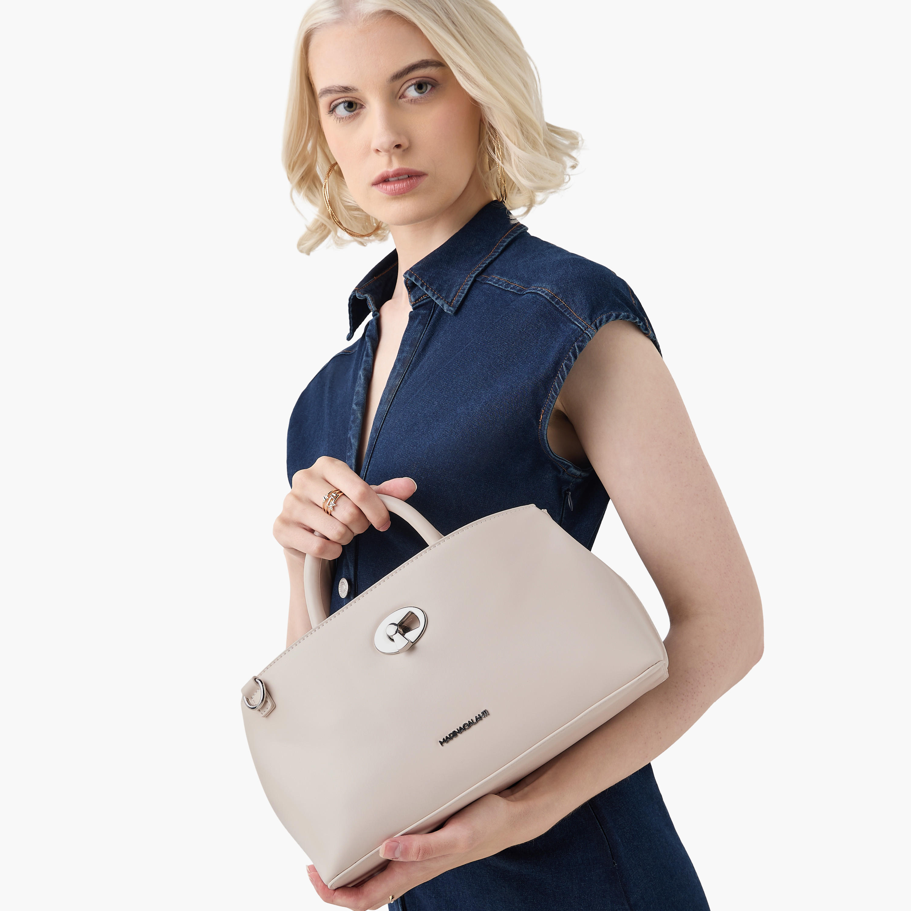 Marina Galanti Solid Shoulder Bag with Grab Handle and Twist Lock Closure-women-bagsandwallets-handbags-image-2