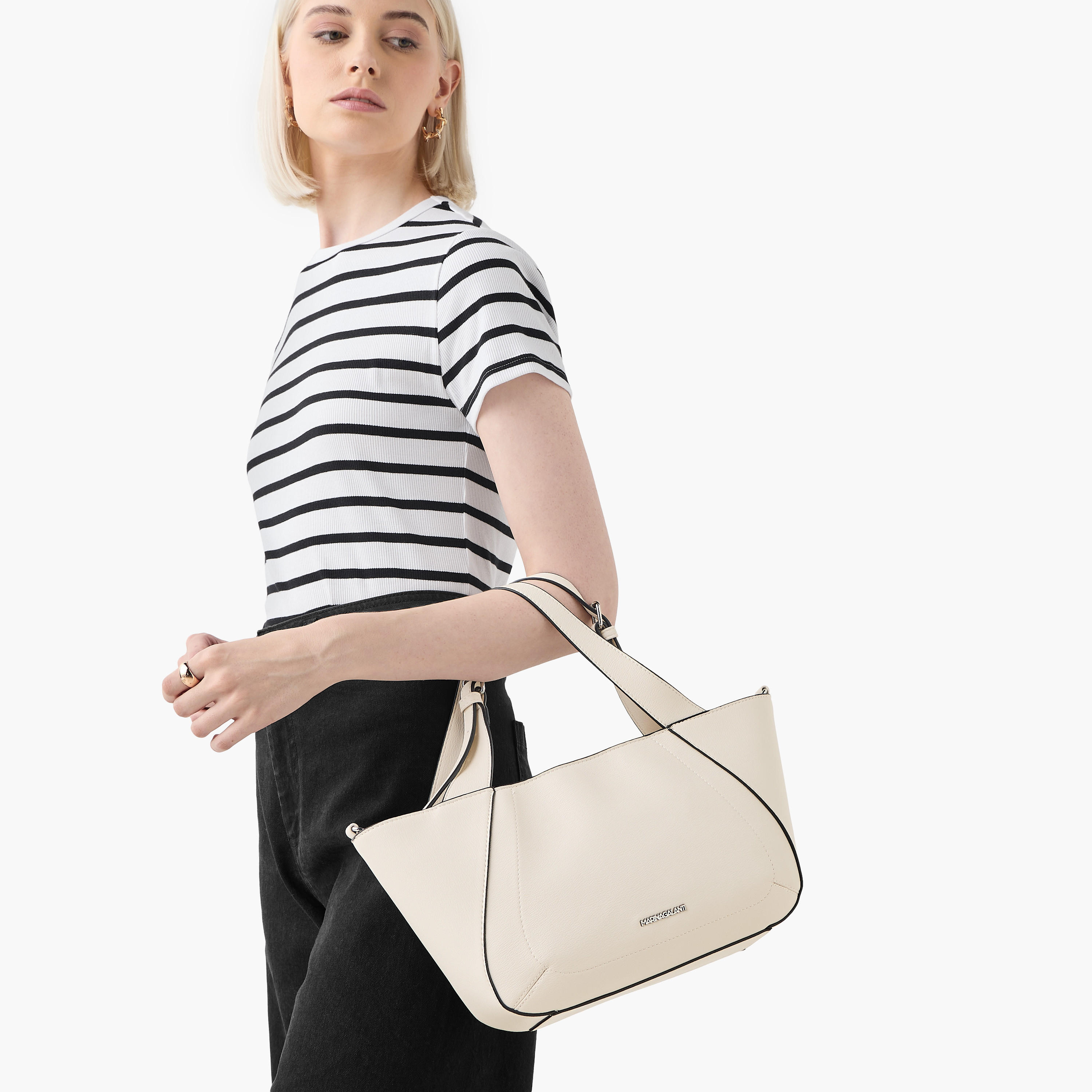 Marina Galanti Solid Tote Bag with Detachable Strap and Zip Closure-women-bagsandwallets-handbags-image-2