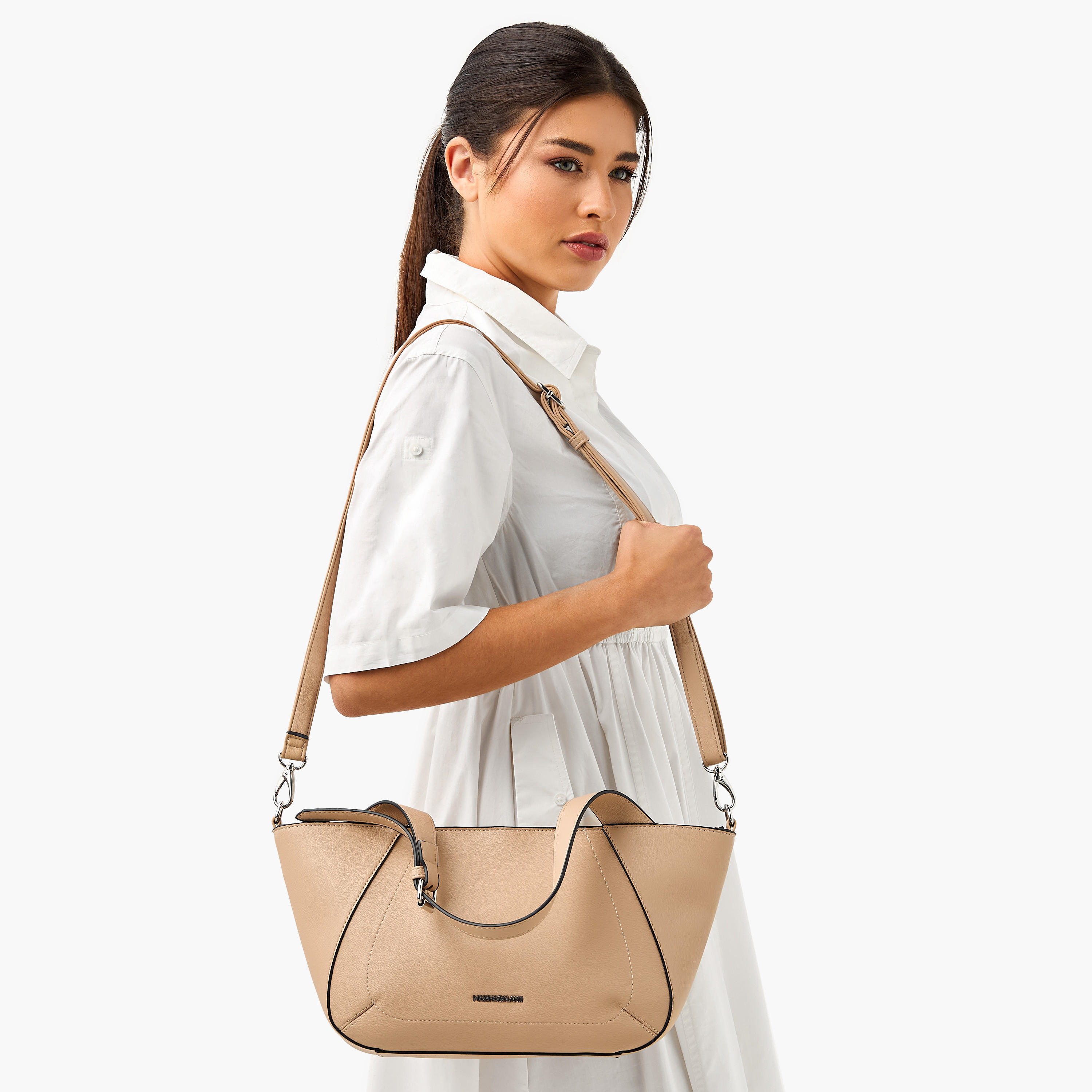 شنطة توتي سادة بحزام قابل للفصل وسحاب إغلاق من مارينا جالانتي-women-bagsandwallets-handbags-image-2