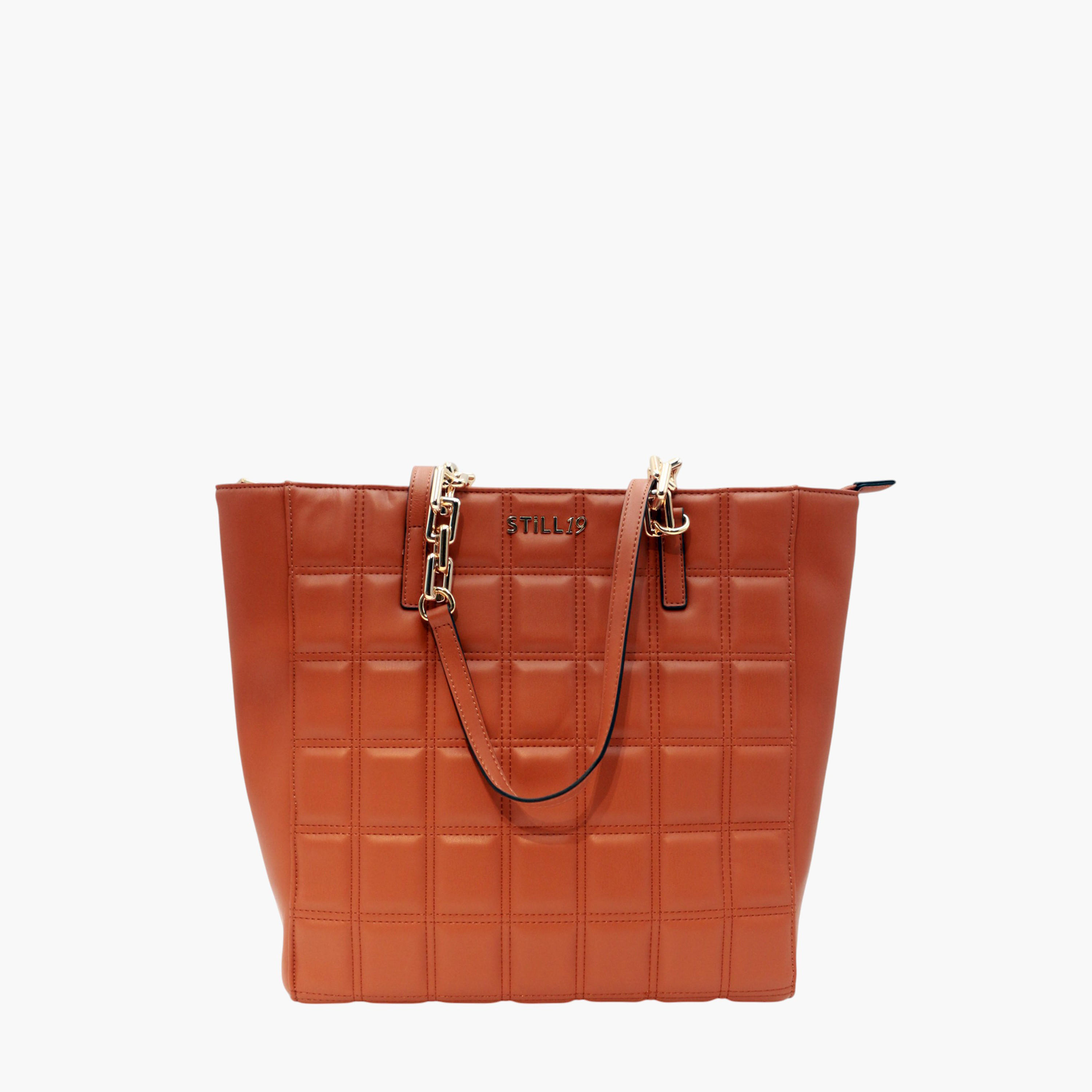 Still 19 Textured Tote Bag with Zip Closure and Double Handle-women-bagsandwallets-handbags-image-1