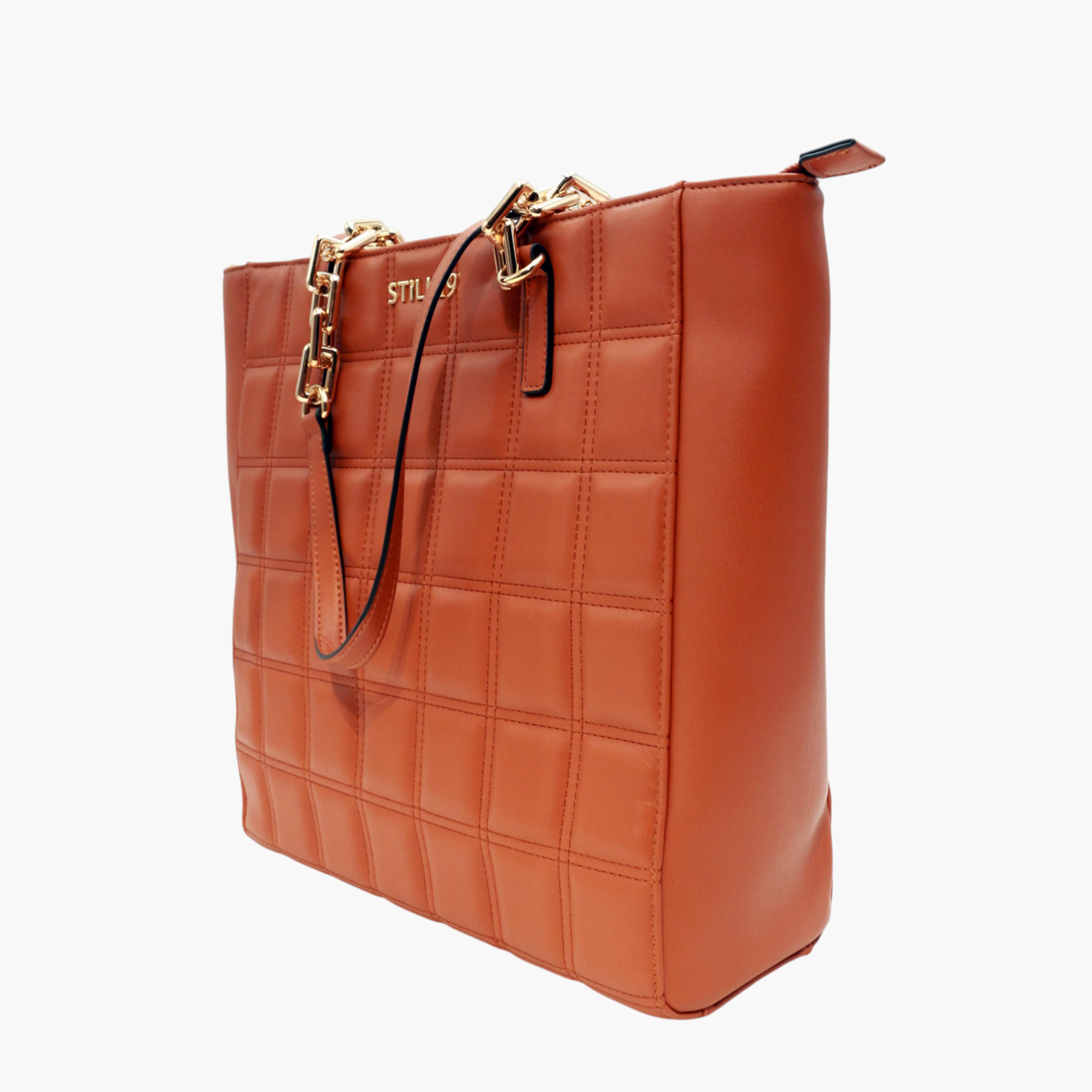 Still 19 Textured Tote Bag with Zip Closure and Double Handle-women-bagsandwallets-handbags-image-2