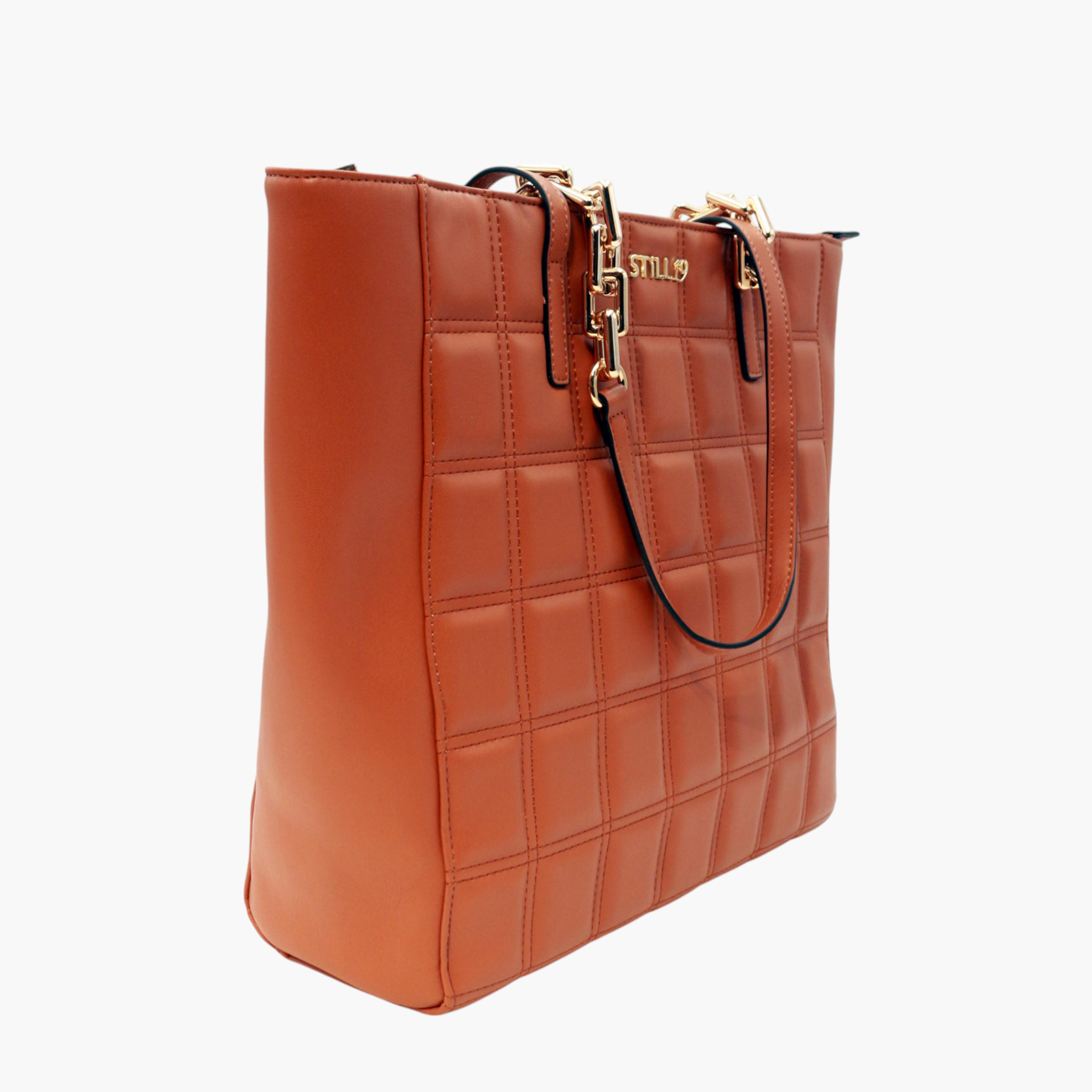 Still 19 Textured Tote Bag with Zip Closure and Double Handle-women-bagsandwallets-handbags-image-3