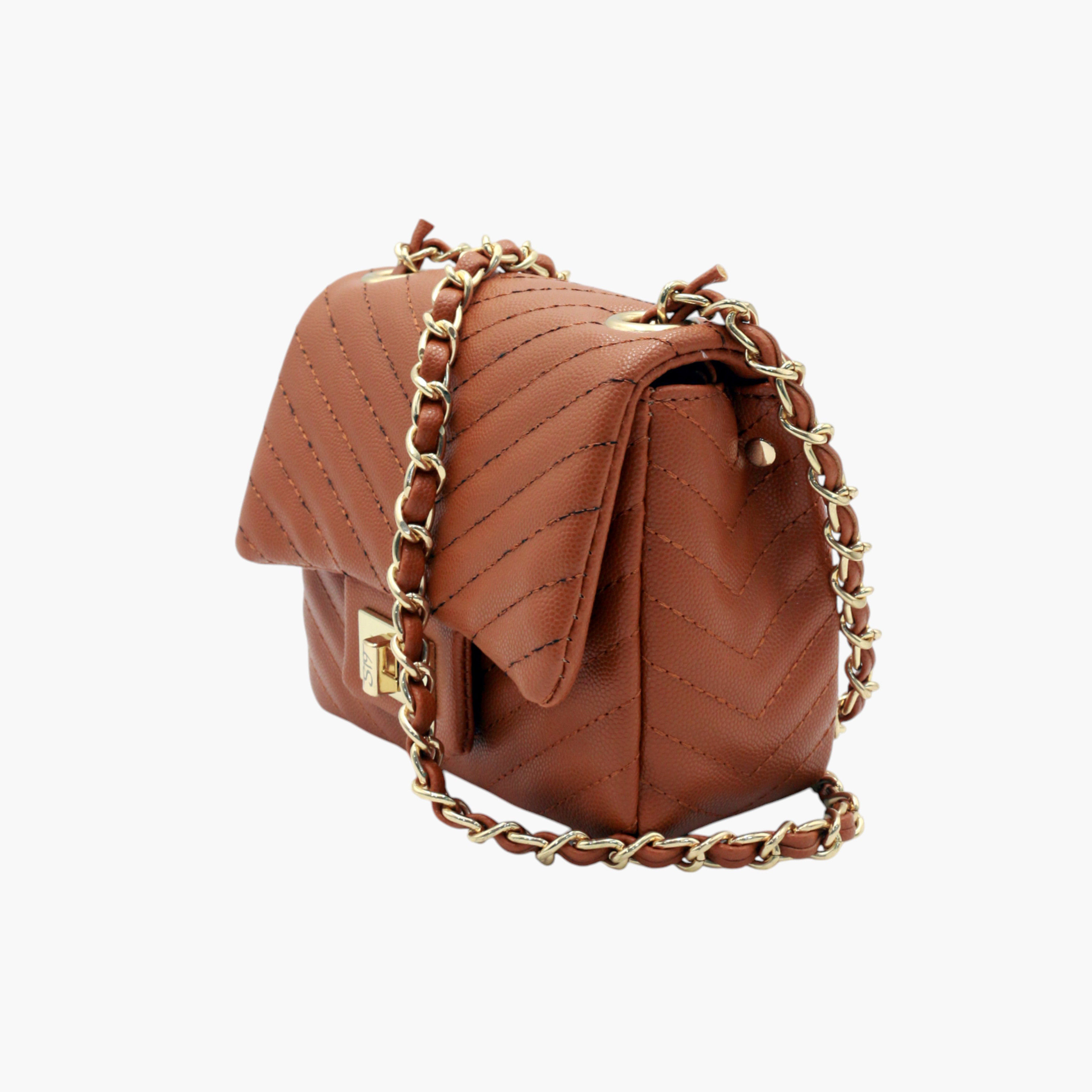 Still 19 Textured Crossbody Bag with Chain Strap and Lock Clasp Closure-women-bagsandwallets-handbags-image-2