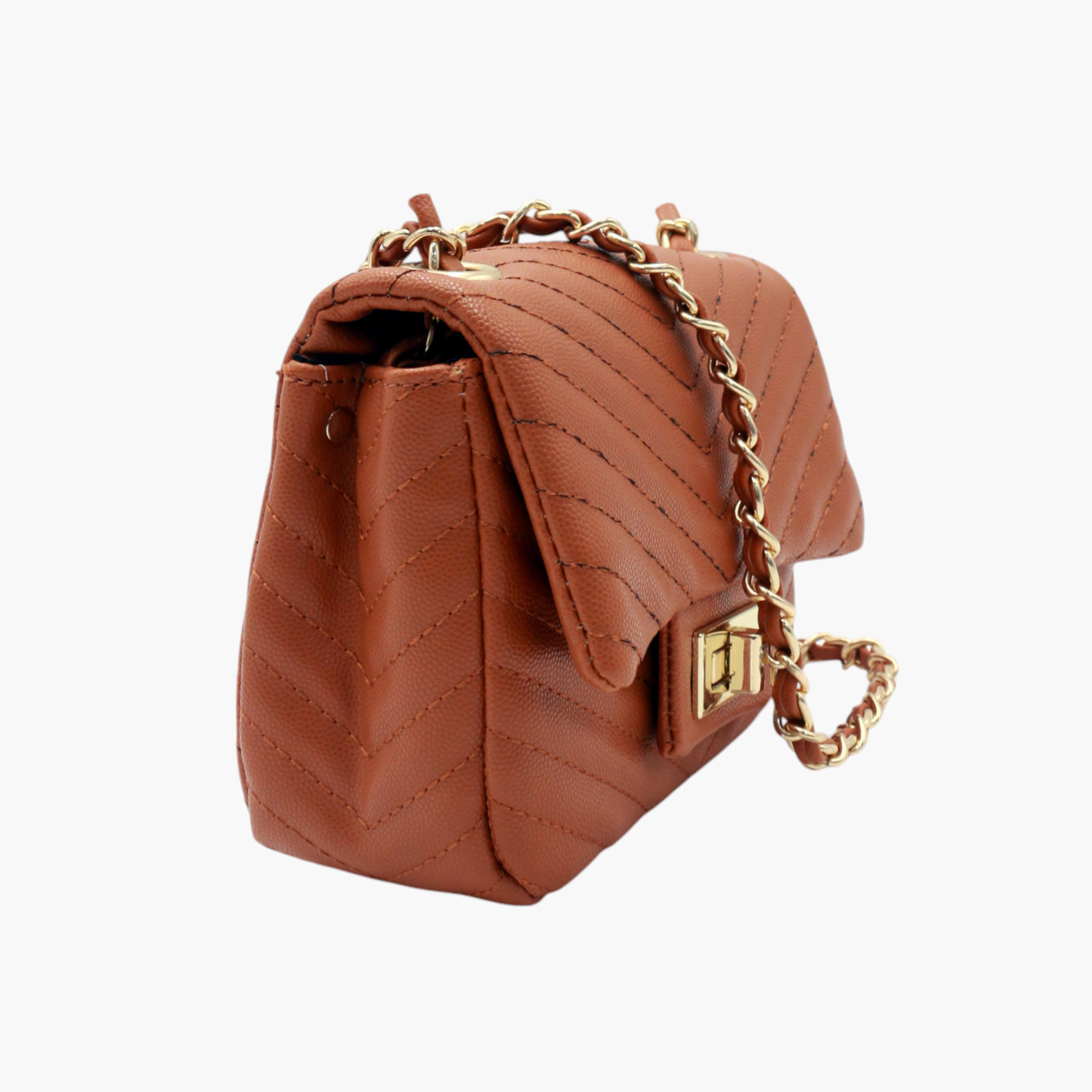 Still 19 Textured Crossbody Bag with Chain Strap and Lock Clasp Closure-women-bagsandwallets-handbags-image-3