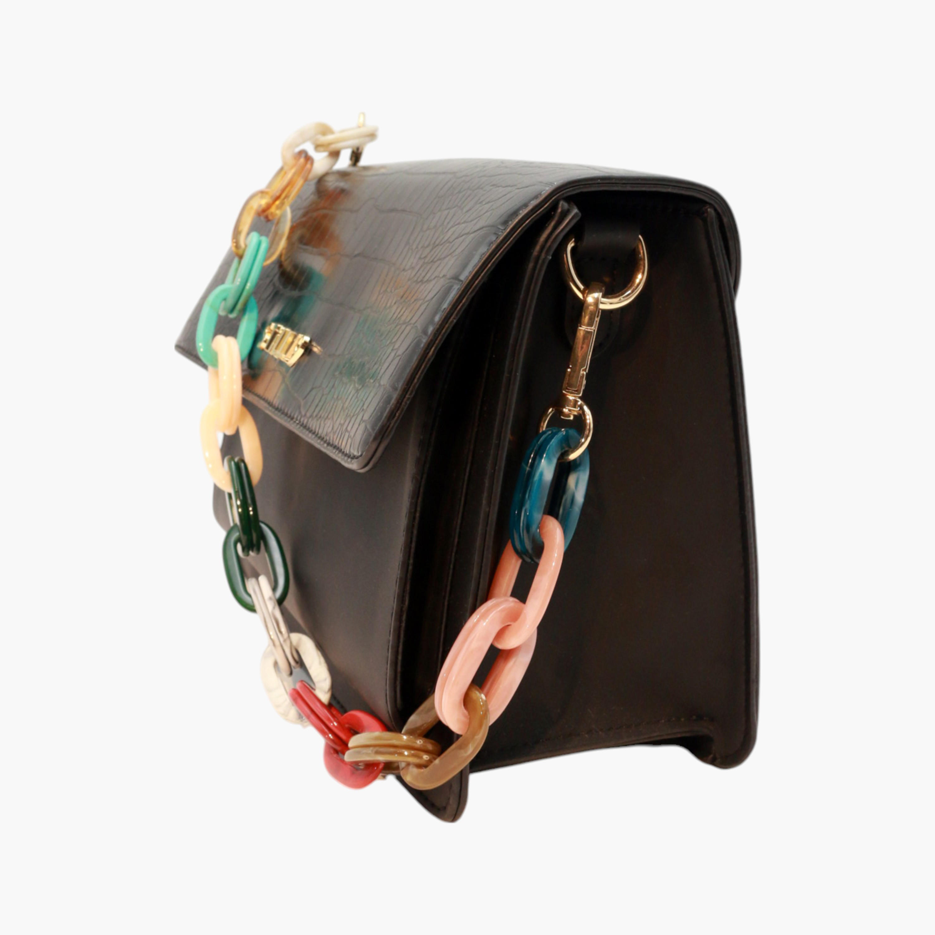 شنطة كتف بارزة الملمس بحزام سلسلة قابل للفصل وطية إغلاق من ستيل 19-women-bagsandwallets-handbags-image-2