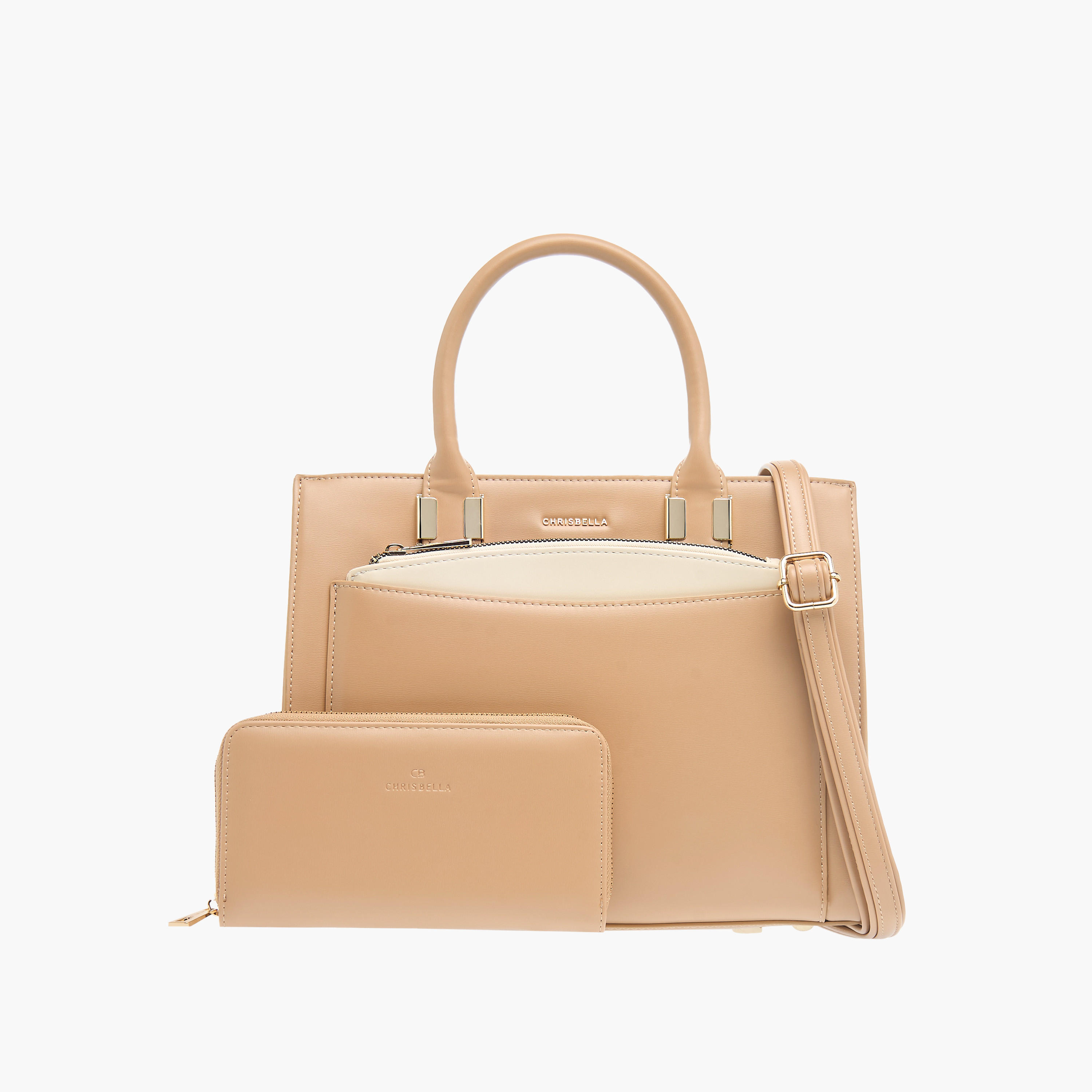 شنطة توتي بارزة الملمس بمقابض علوية ومحفظة بسحاب دائري من كريسبيلا-women-bagsandwallets-handbags-image-1