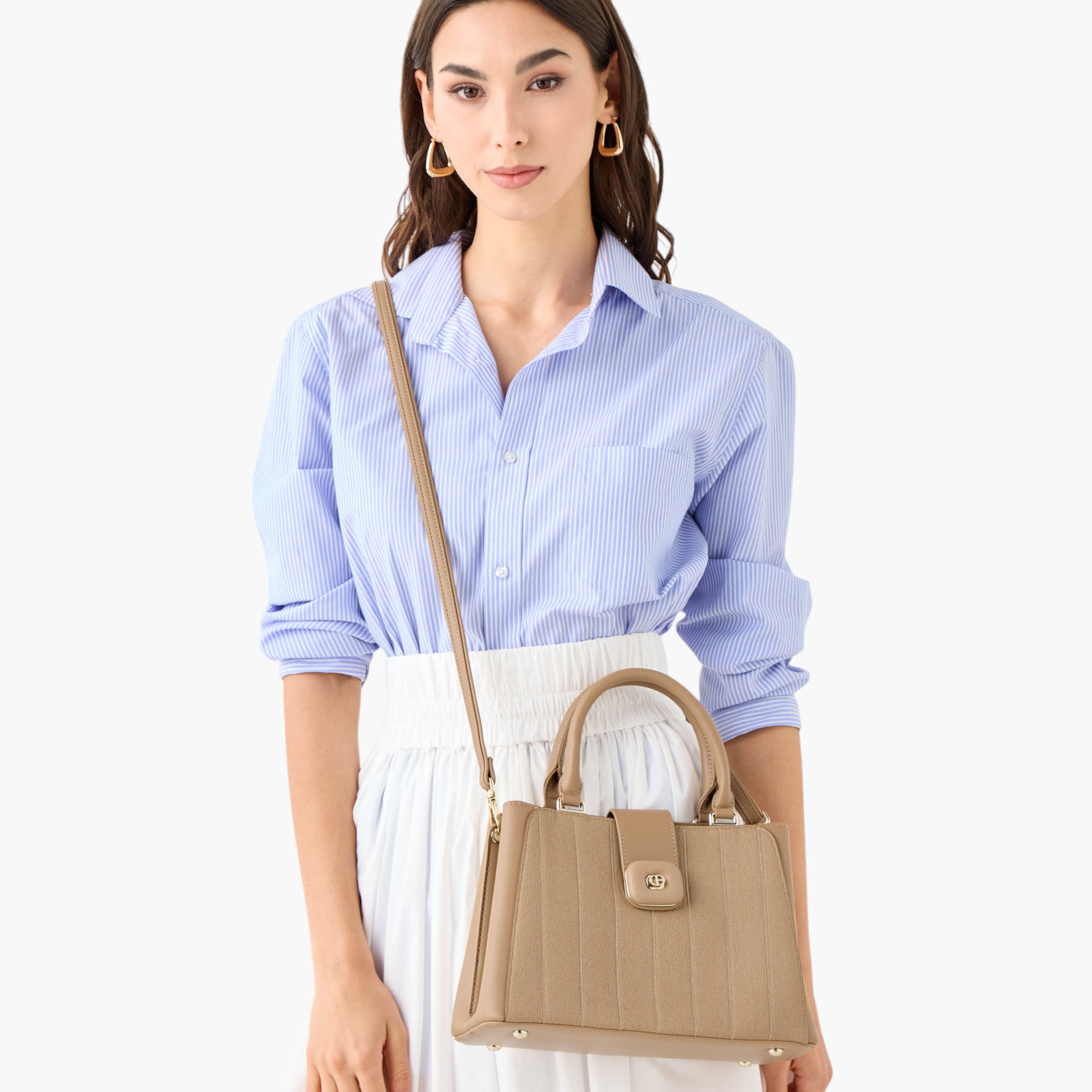 شنطة توتي مخططة بسحاب إغلاق ومحفظة بسحاب دائري من كريسبيلا-women-bagsandwallets-handbags-image-10