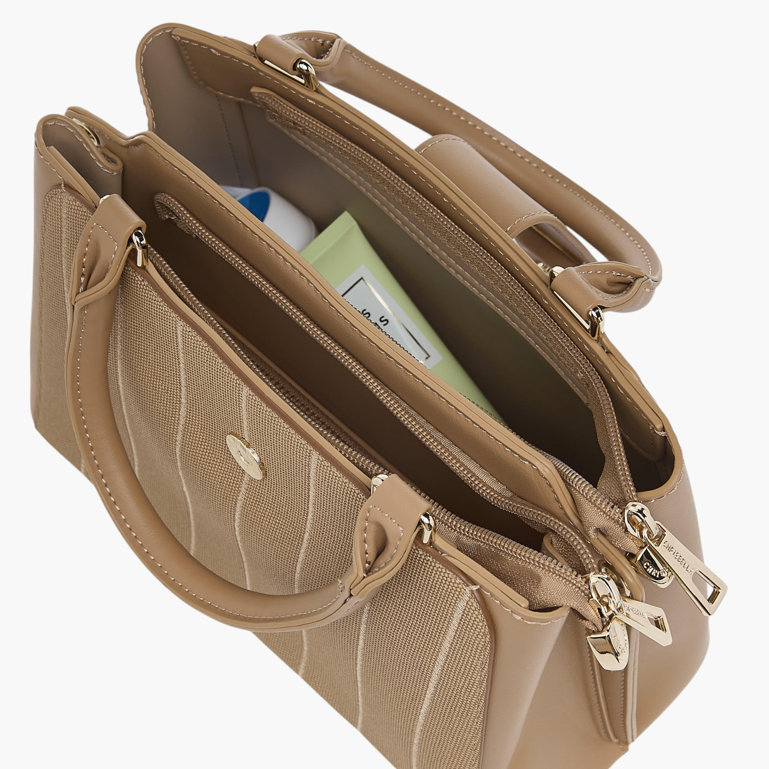 شنطة توتي مخططة بسحاب إغلاق ومحفظة بسحاب دائري من كريسبيلا-women-bagsandwallets-handbags-image-11