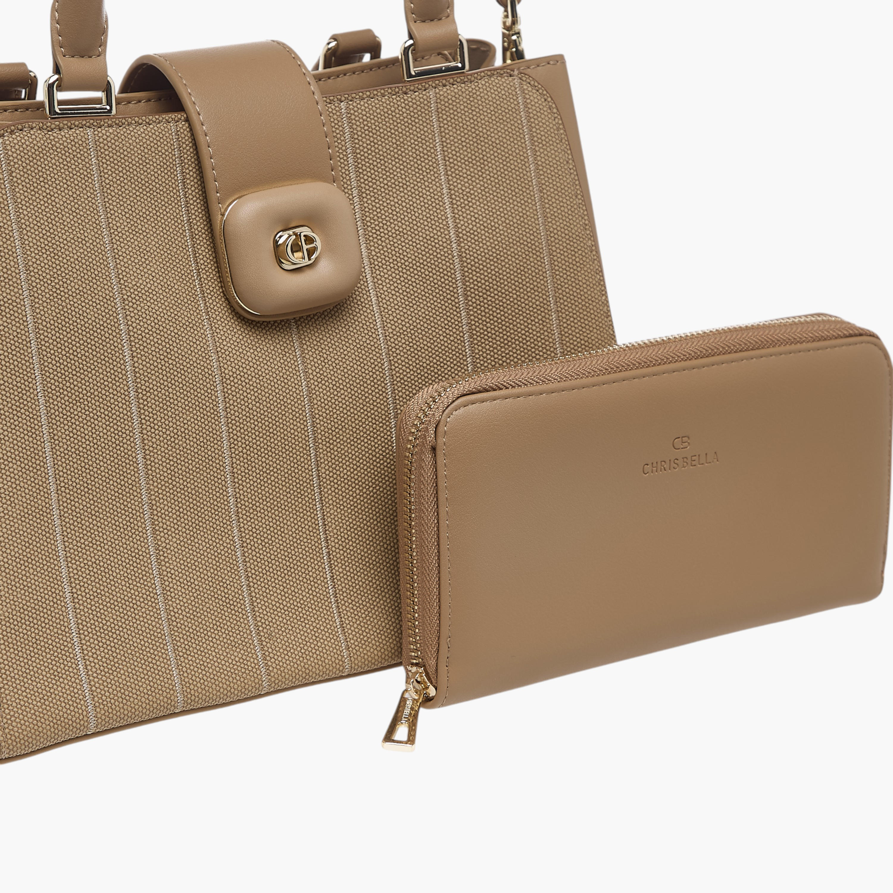 شنطة توتي مخططة بسحاب إغلاق ومحفظة بسحاب دائري من كريسبيلا-women-bagsandwallets-handbags-image-6