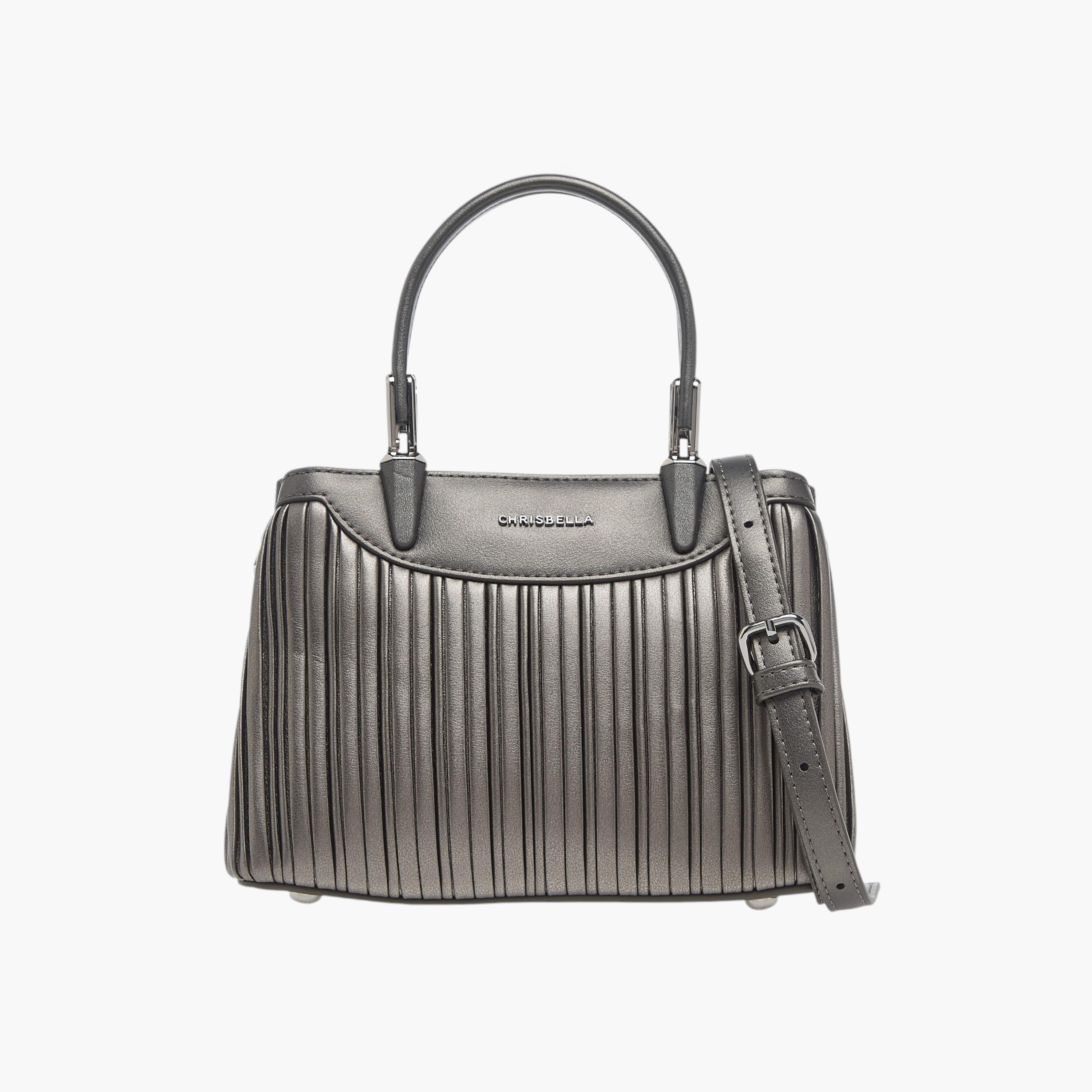 Chrisbella Textured Tote Bag with Top Handles and Adjustable Strap-women-bagsandwallets-handbags-image-1