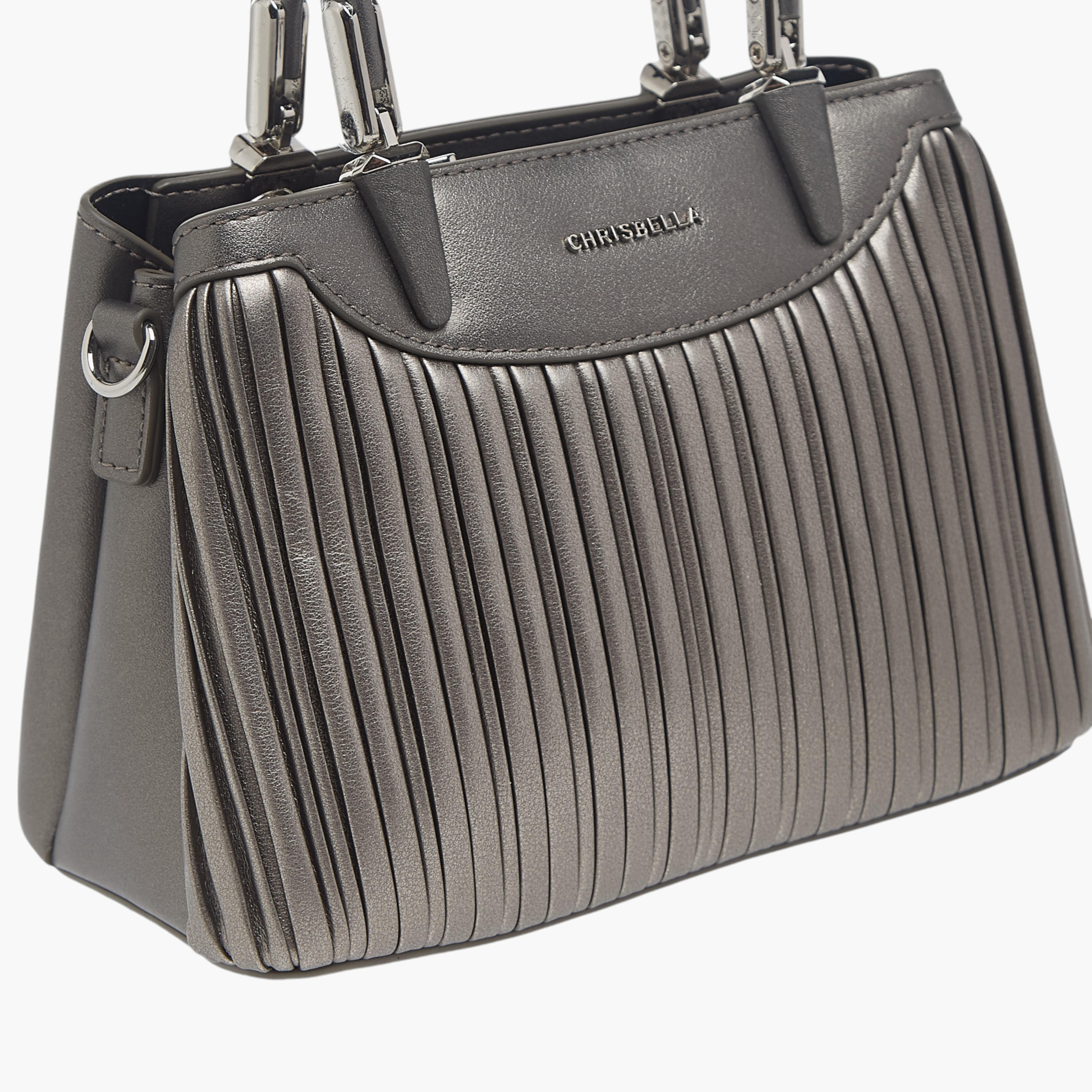 Chrisbella Textured Tote Bag with Top Handles and Adjustable Strap-women-bagsandwallets-handbags-image-5
