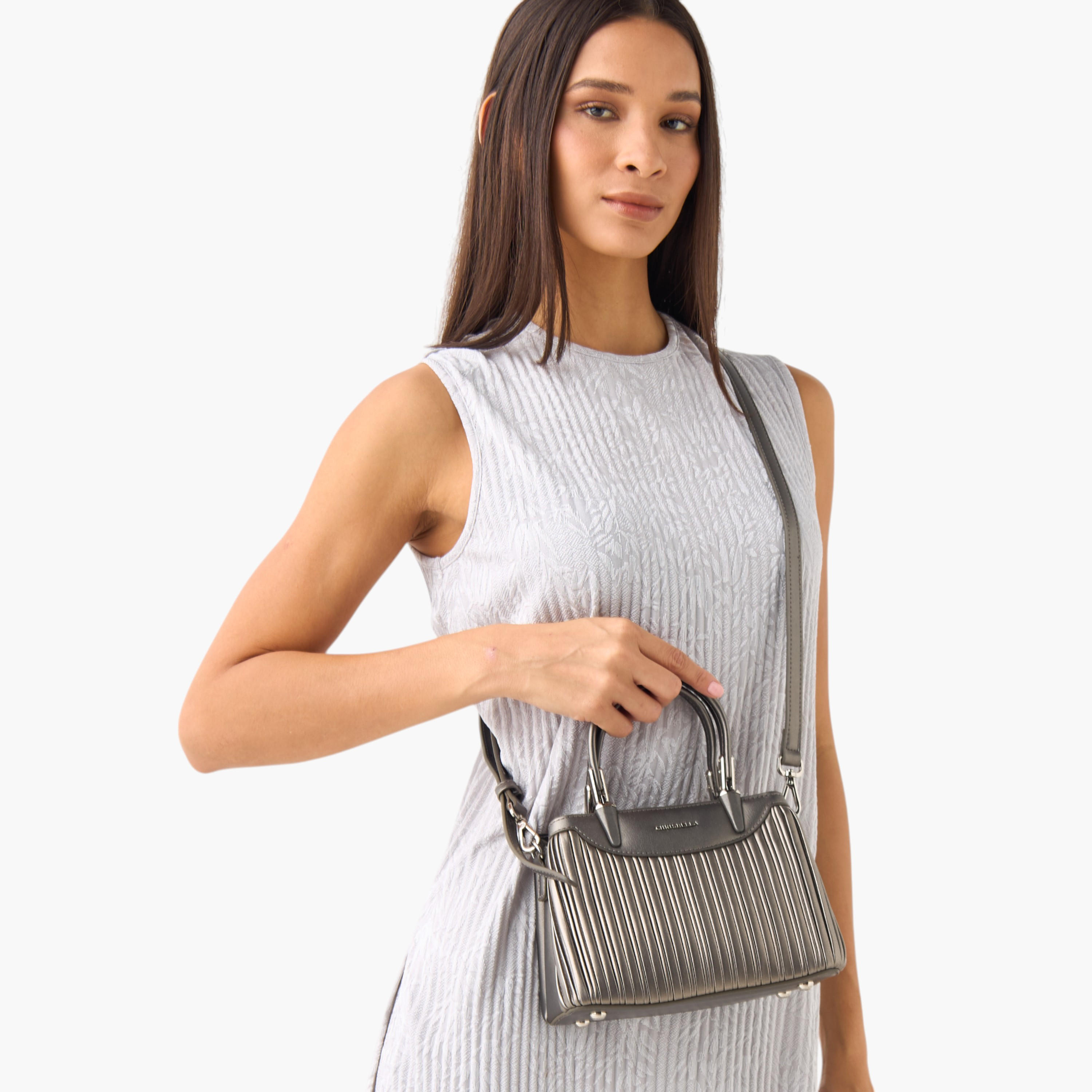 Chrisbella Textured Tote Bag with Top Handles and Adjustable Strap-women-bagsandwallets-handbags-image-8