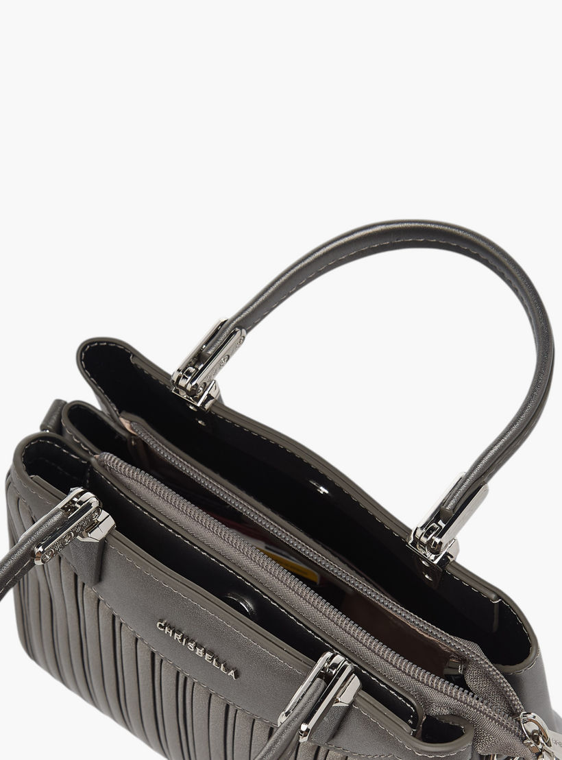 Chrisbella Textured Tote Bag with Top Handles and Adjustable Strap-women-bagsandwallets-handbags-image-9