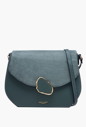 LUELLA GREY Solid Crossbody Bag with Adjustable Strap and Flap Closure-women-image-1