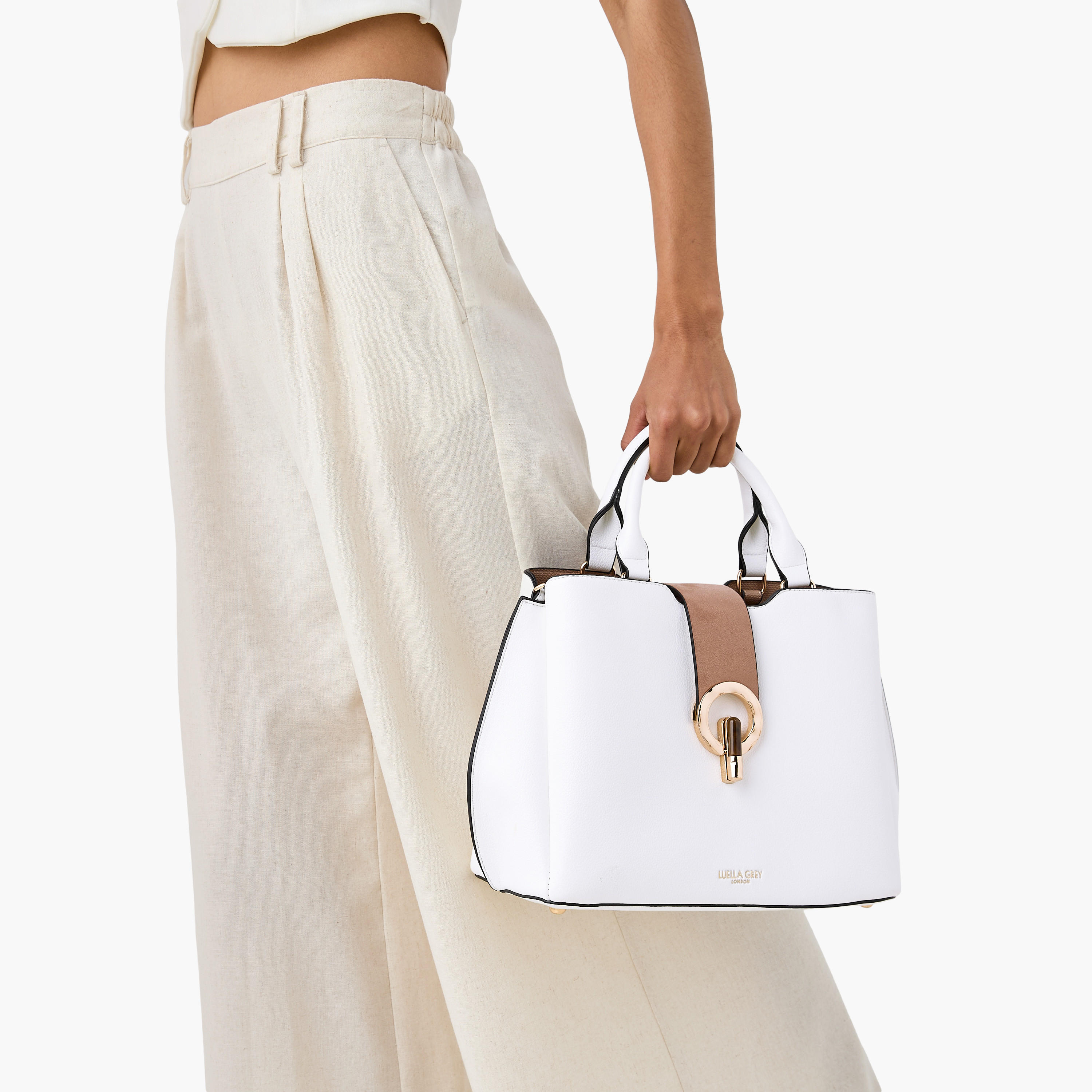 LUELLA GREY Textured Tote Bag with Double Handles and Detachable Strap-women-bagsandwallets-handbags-image-2