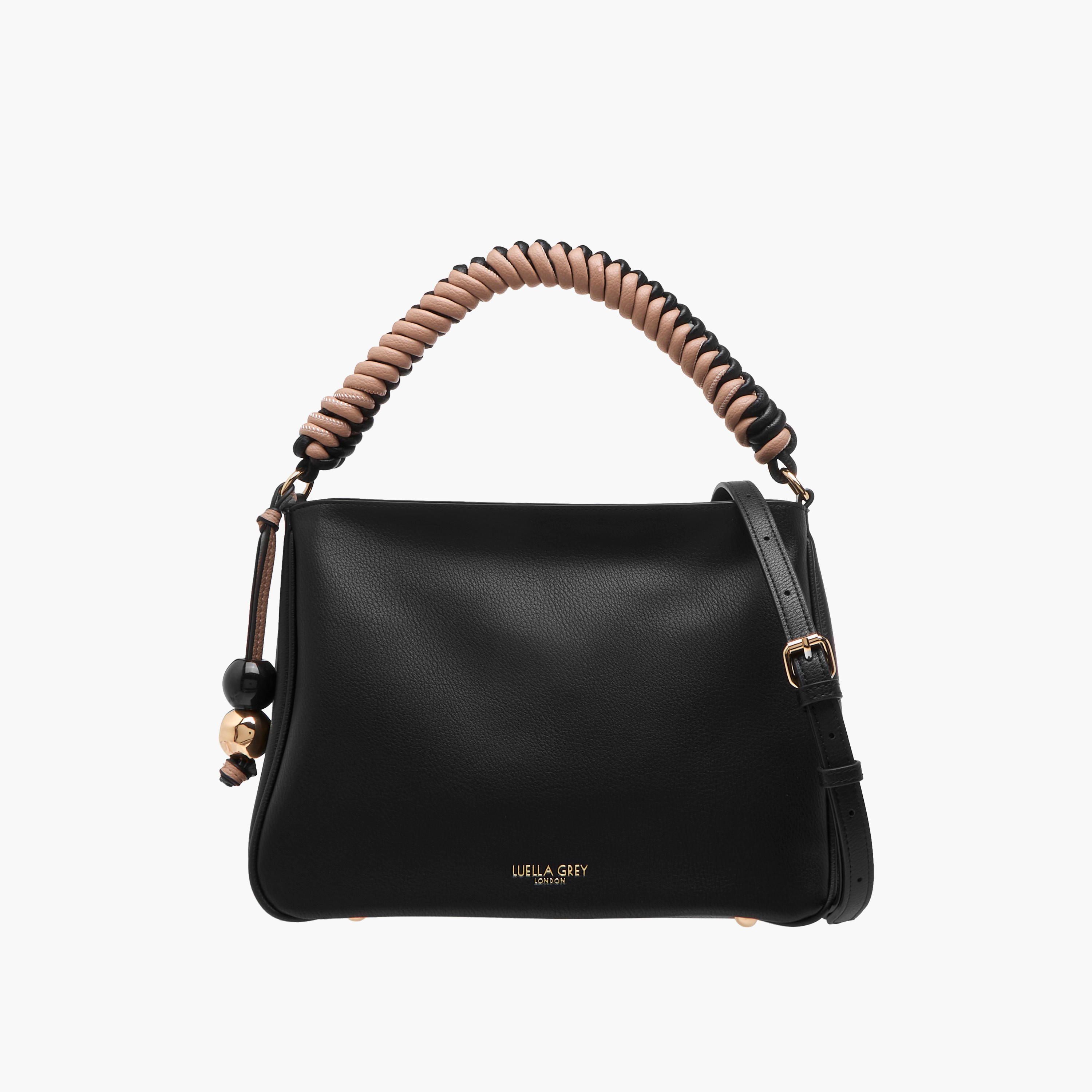 LUELLA GREY Textured Shoulder Bag with Coiled Handle and Zip Closure-women-bagsandwallets-handbags-image-1