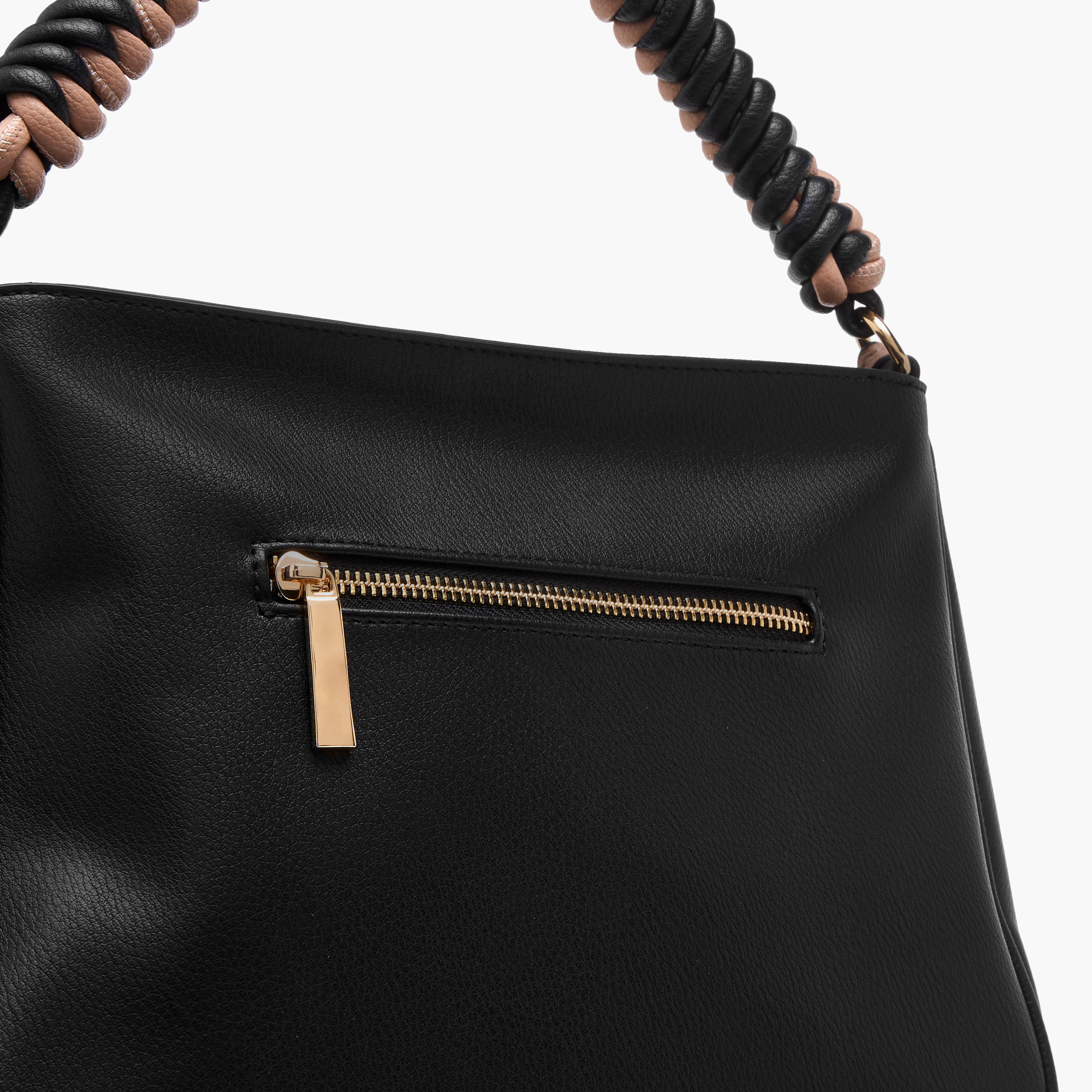 LUELLA GREY Textured Shoulder Bag with Coiled Handle and Zip Closure-women-bagsandwallets-handbags-image-7