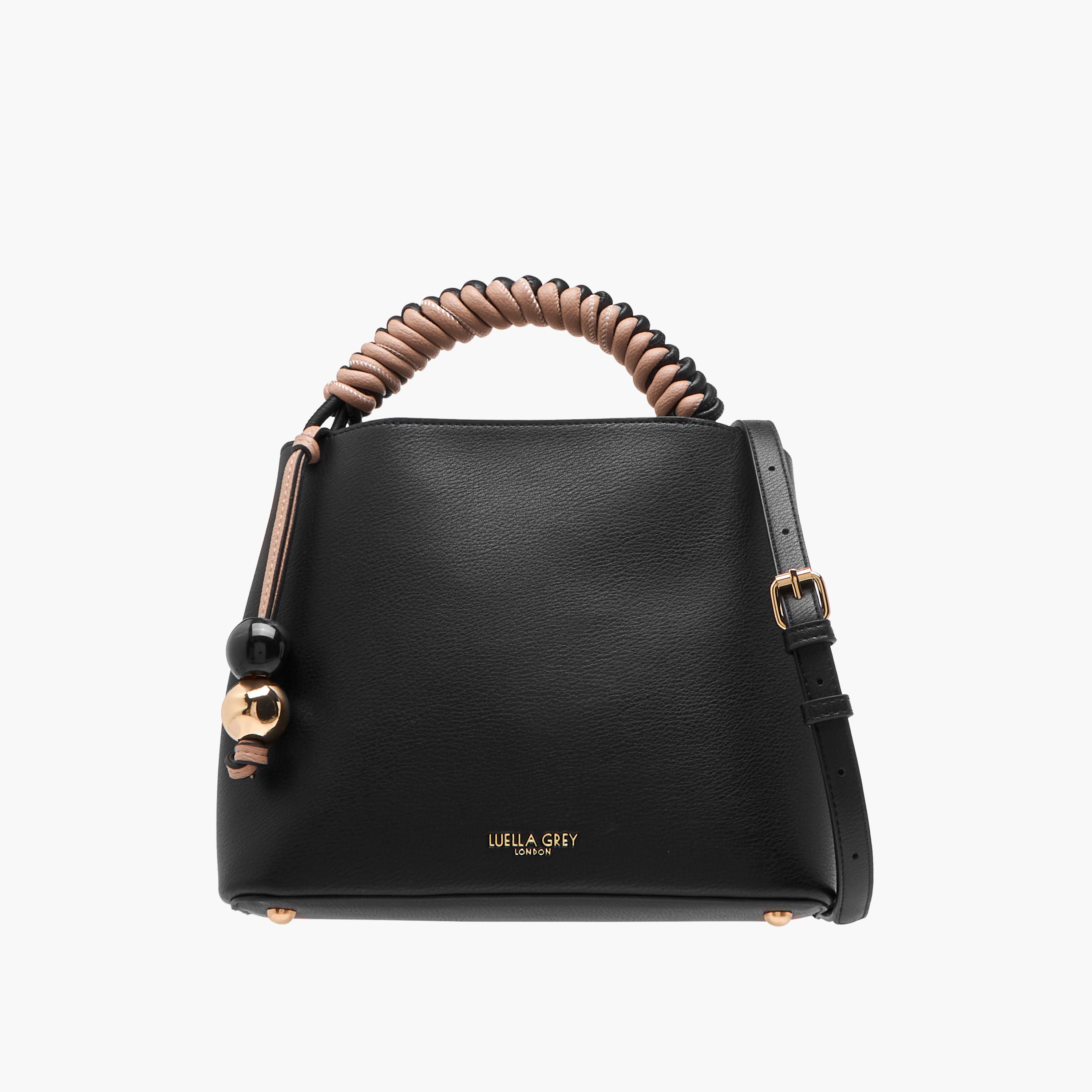 LUELLA GREY Textured Shoulder Bag with Coiled Handle and Zip Closure-women-bagsandwallets-handbags-image-1
