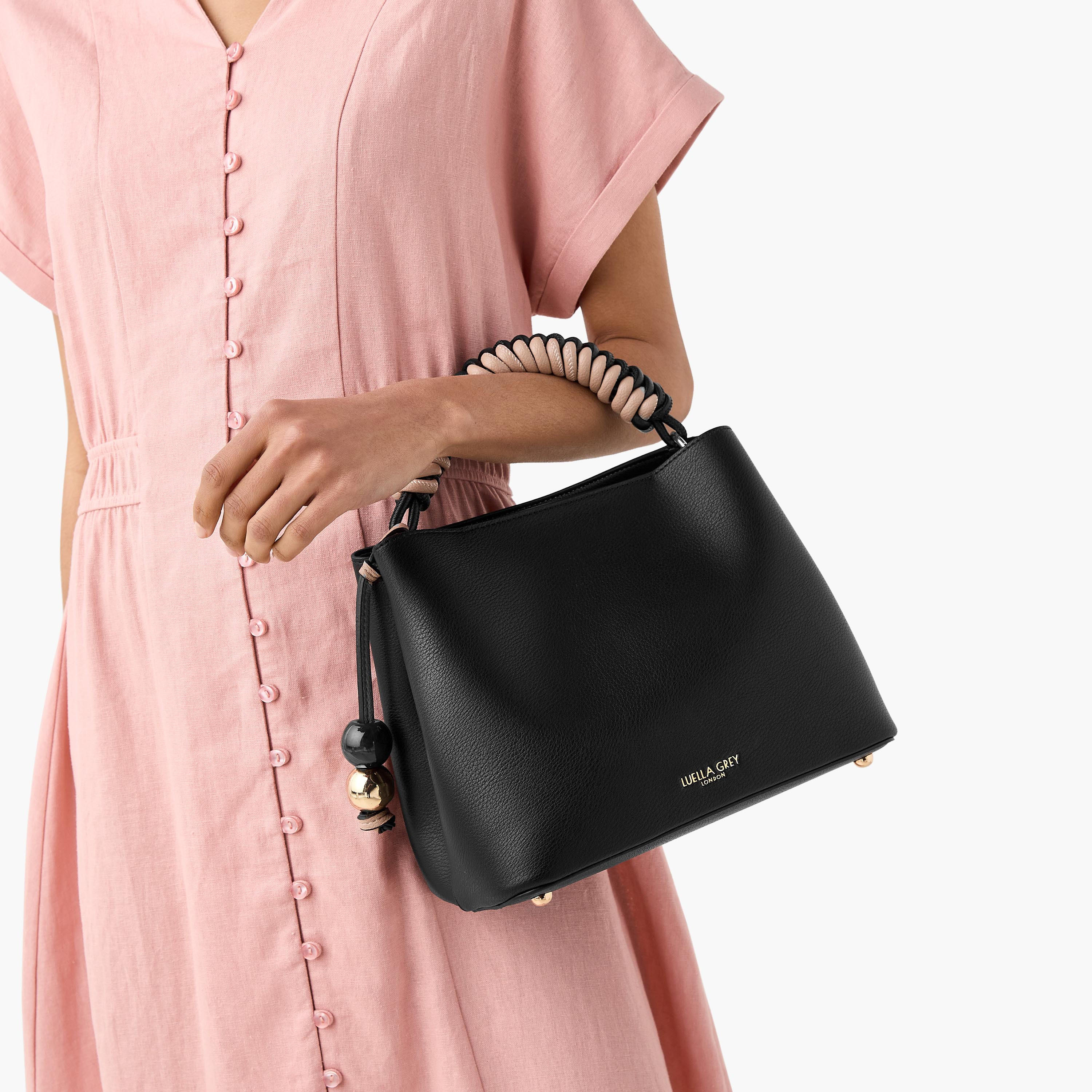 LUELLA GREY Textured Shoulder Bag with Coiled Handle and Zip Closure-women-bagsandwallets-handbags-image-2