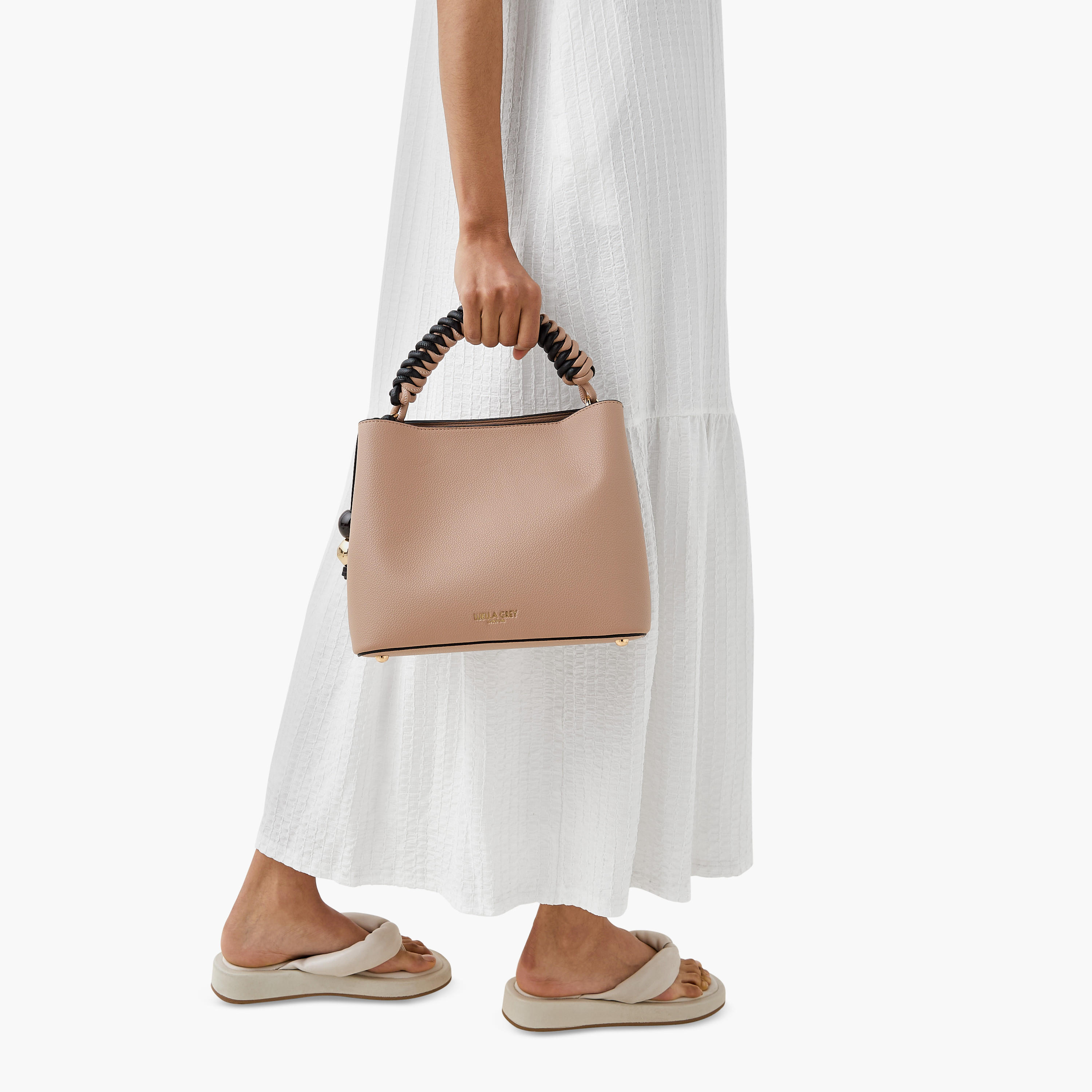 LUELLA GREY Textured Shoulder Bag with Coiled Handle and Zip Closure-women-bagsandwallets-handbags-image-9